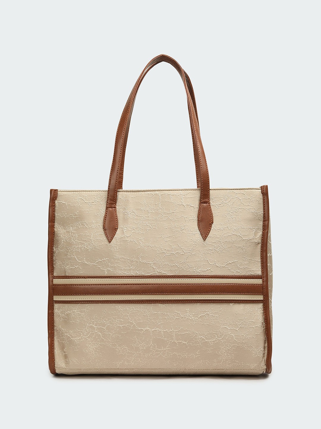 

max Textured Oversized Structured Shoulder Bag, Off white