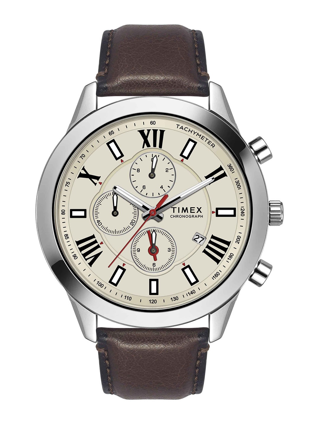 

Timex Men Leather Straps Analogue Watch TWEG18514, Grey