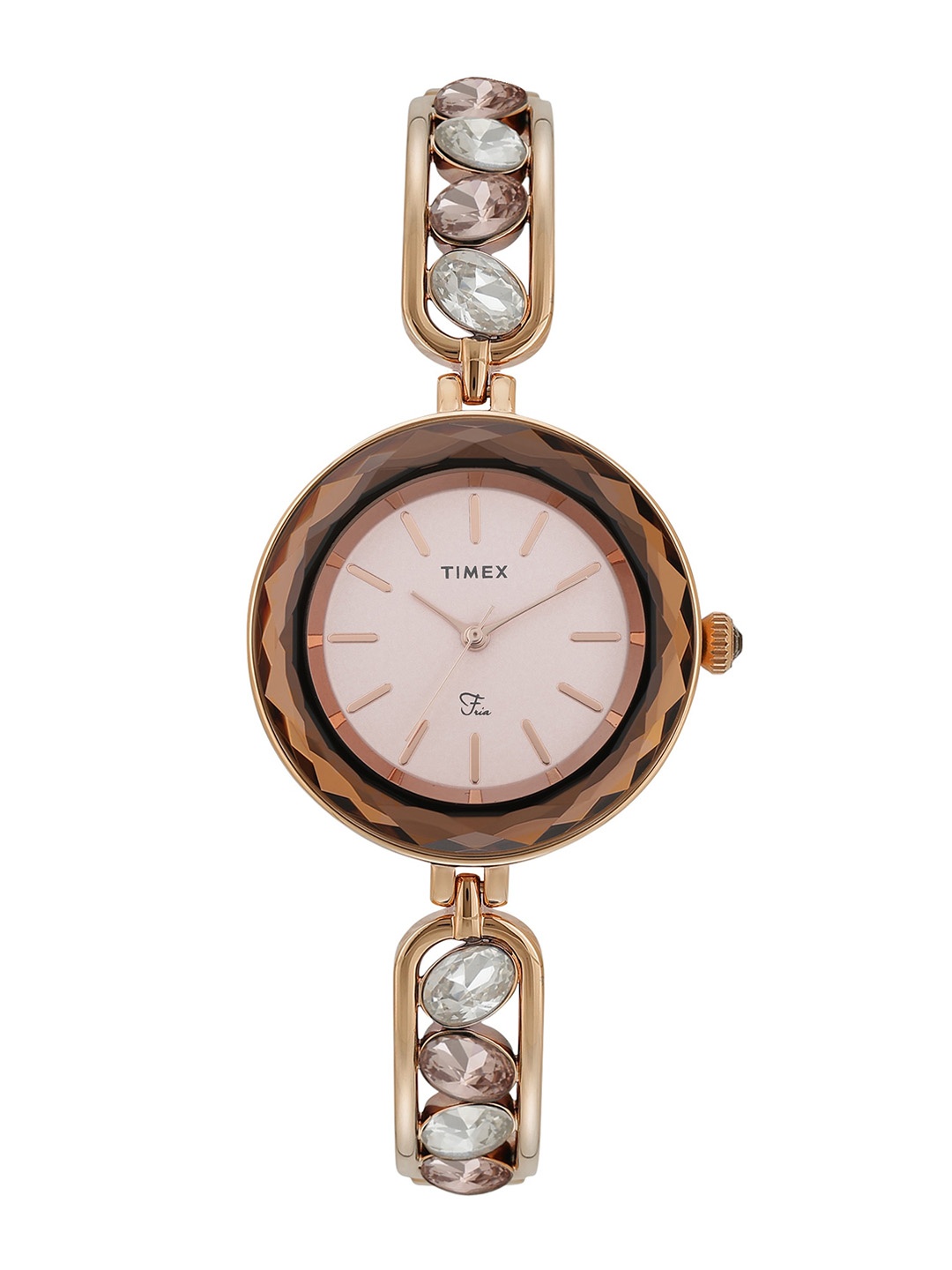 

Timex Women Brass Dial & Bracelet Style Straps Analogue Watch TWEL17600, Rose gold