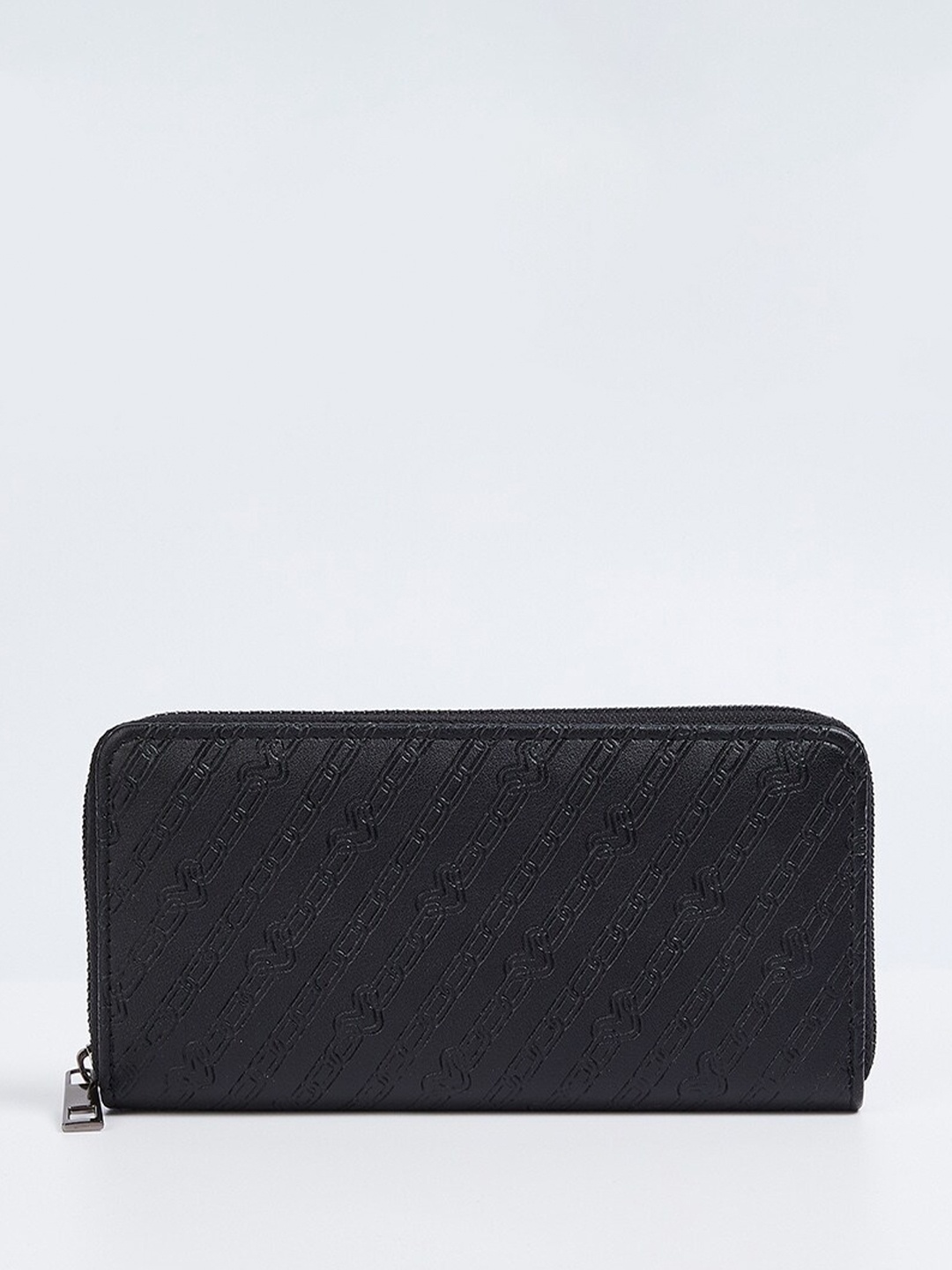 

max Textured Zip Around Wallet, Black