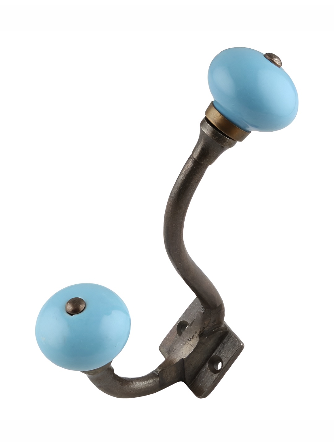 

Indianshelf Blue & Black J Shape Ceramic Wall Hook, Turquoise blue