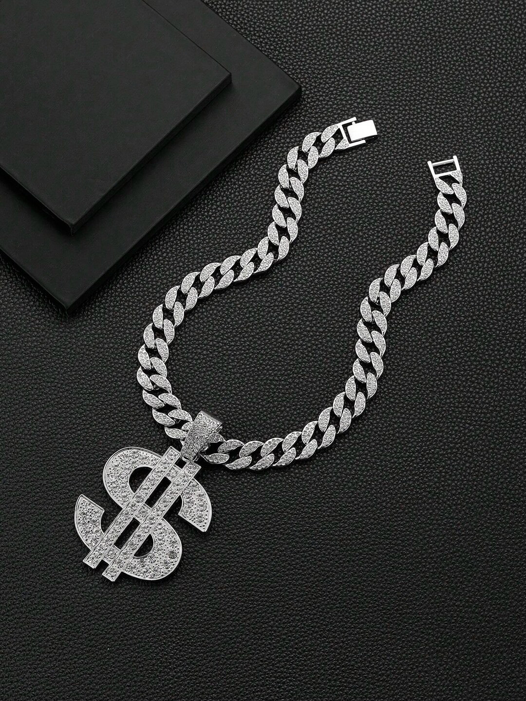 

Krelin Men Silver-Plated & Dollar Charm Pendant with Chain