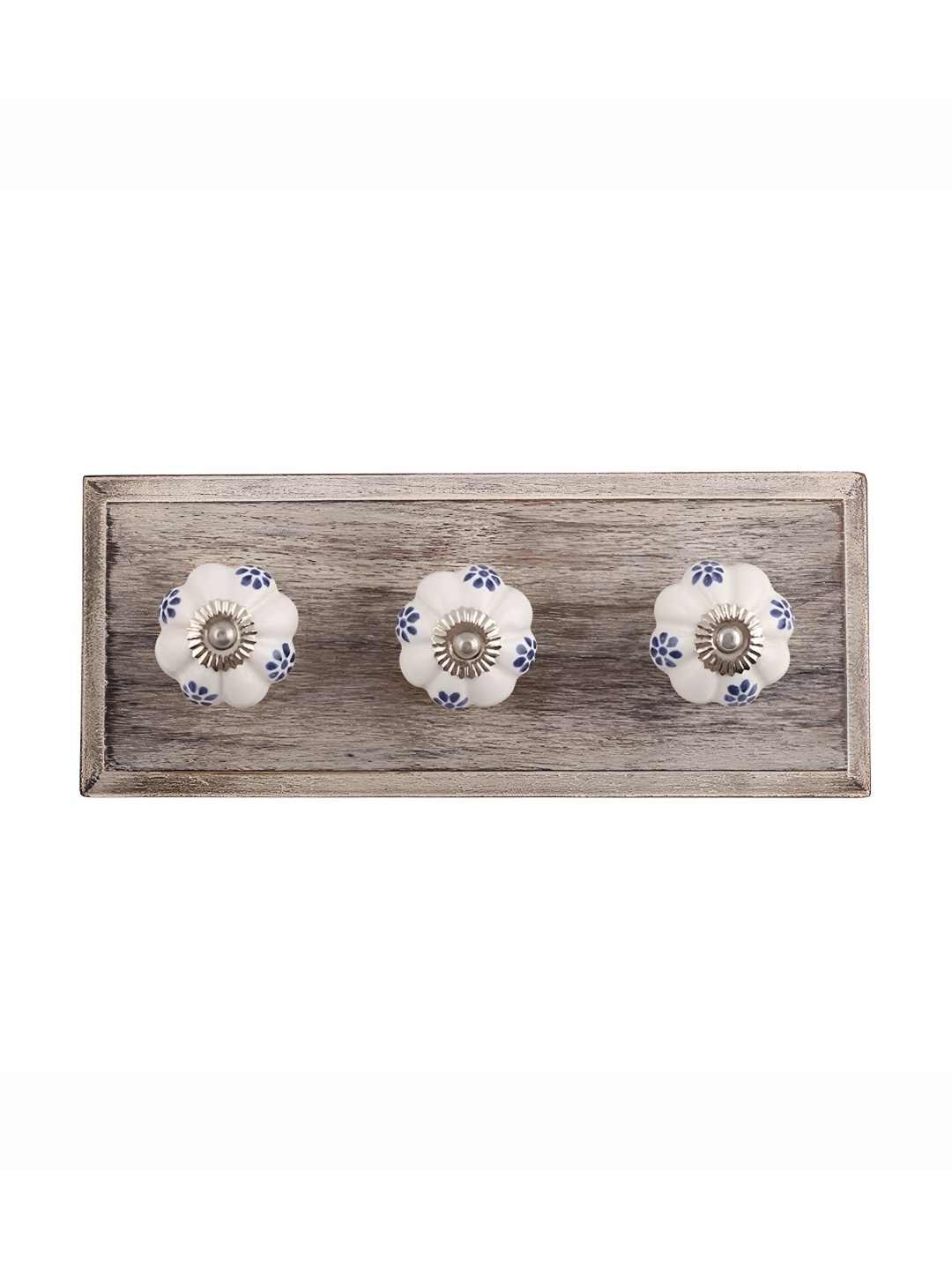 

Indianshelf Brown & Blue Protea Printed Wooden Wall Hook Key Holder