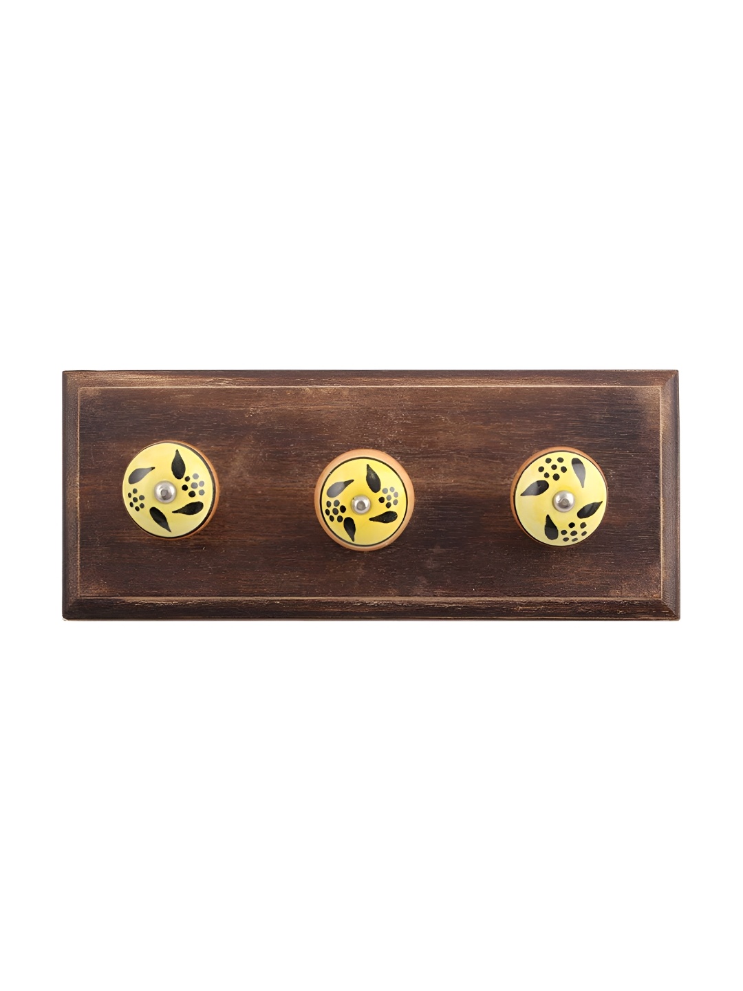 

Indianshelf Brown & Yellow Leaf Printed Melon Rectangle Shape Wooden Wall Hook