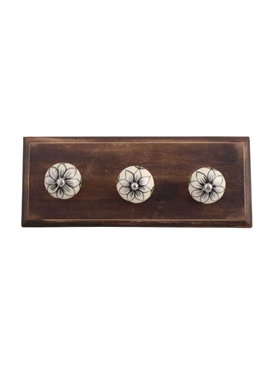

Indianshelf Brown & Black Floral Printed Wooden Wall Hook Key Holder