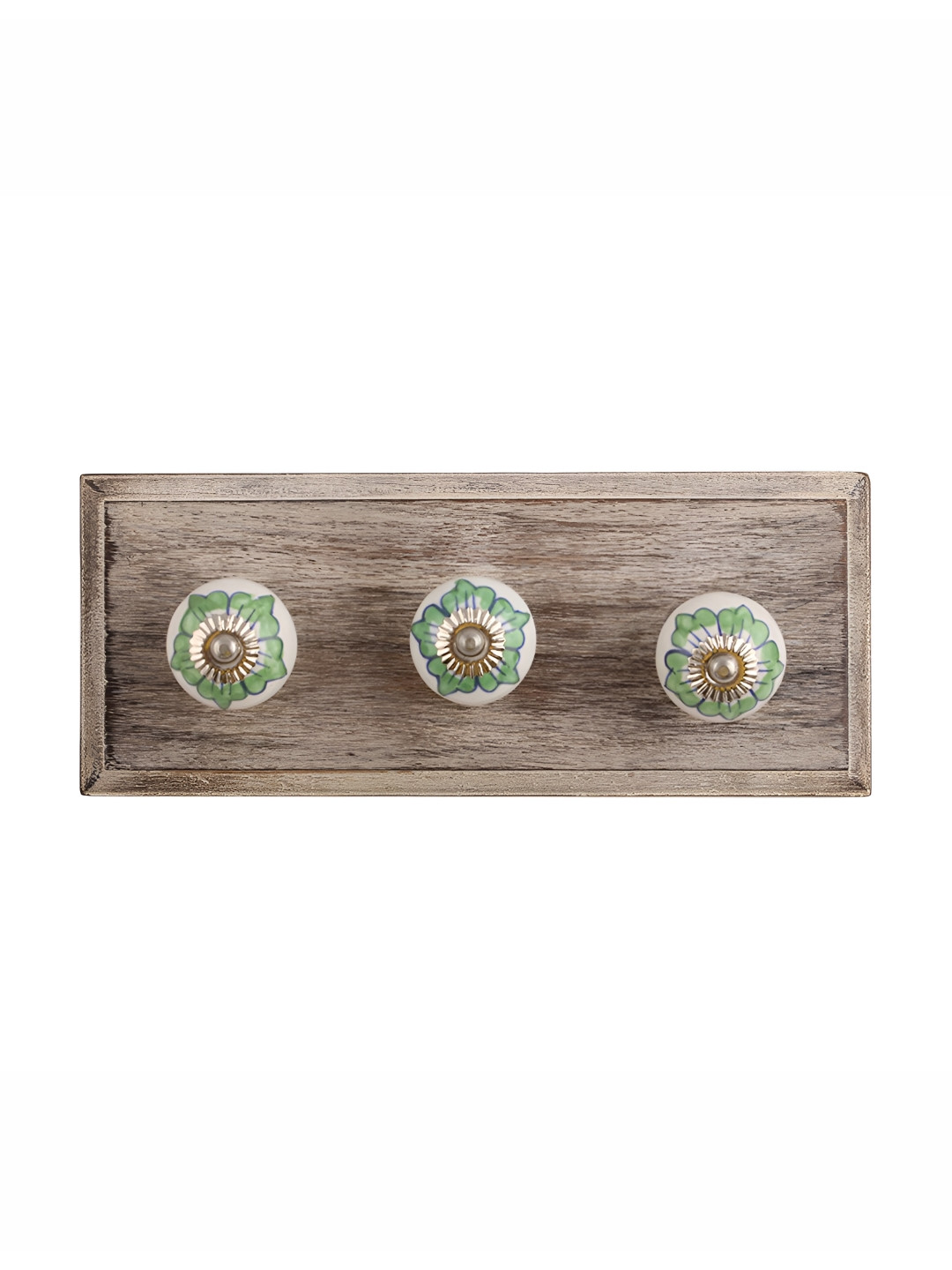 

Indianshelf Green & Brown Lisianthus Wooden Wall Key Holder