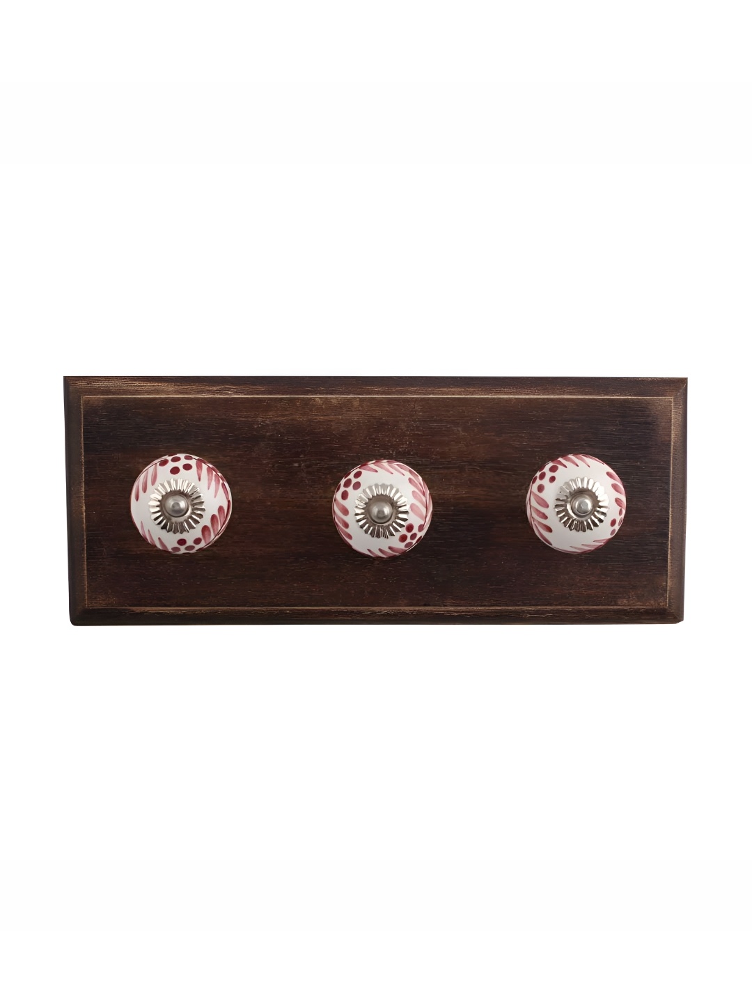 

Indianshelf Brown & White Leaf Printed Wooden Wall Key Holder