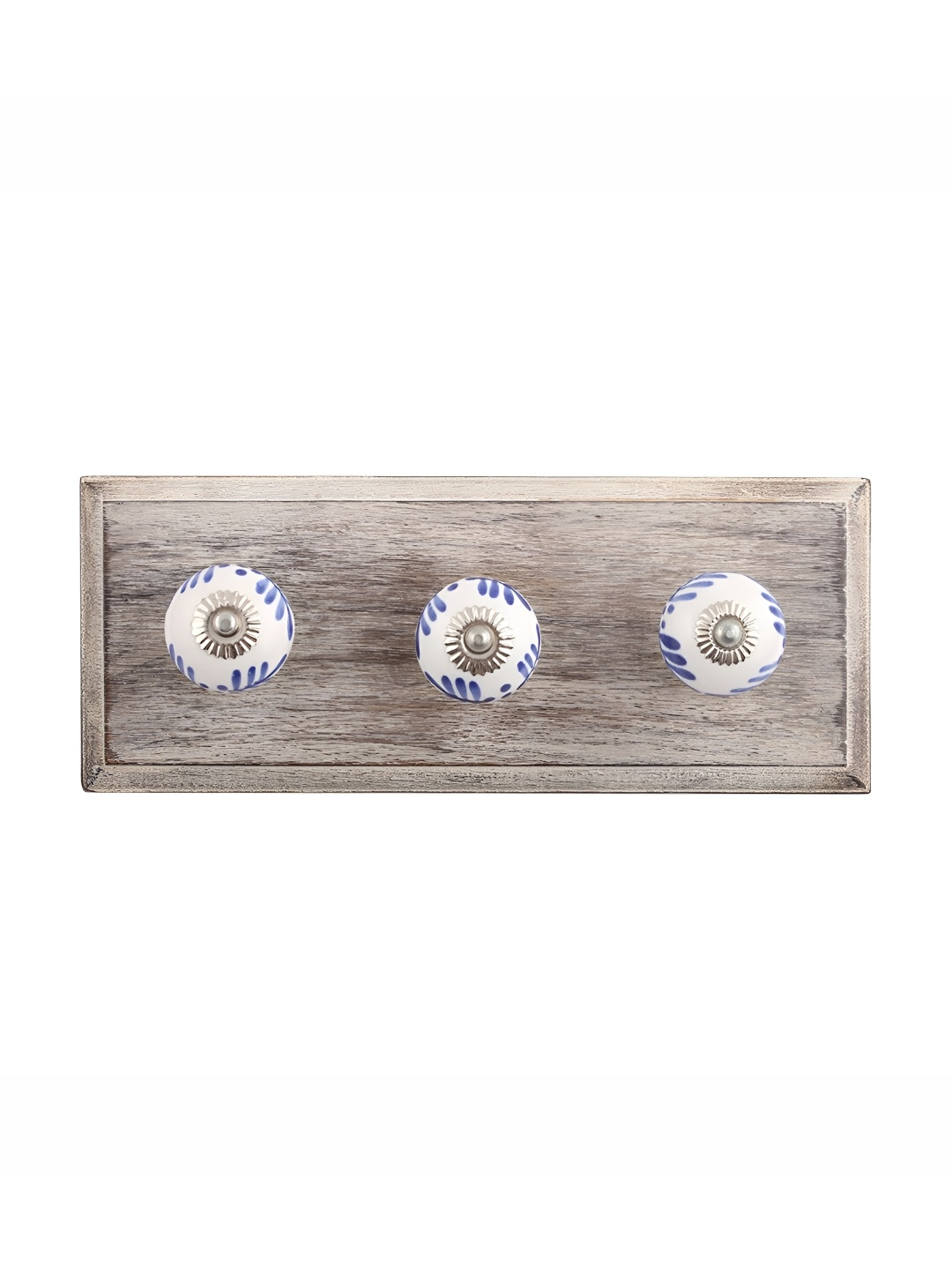 

Indianshelf Brown & White Floral Printed Wooden Wall Hook Key Holder