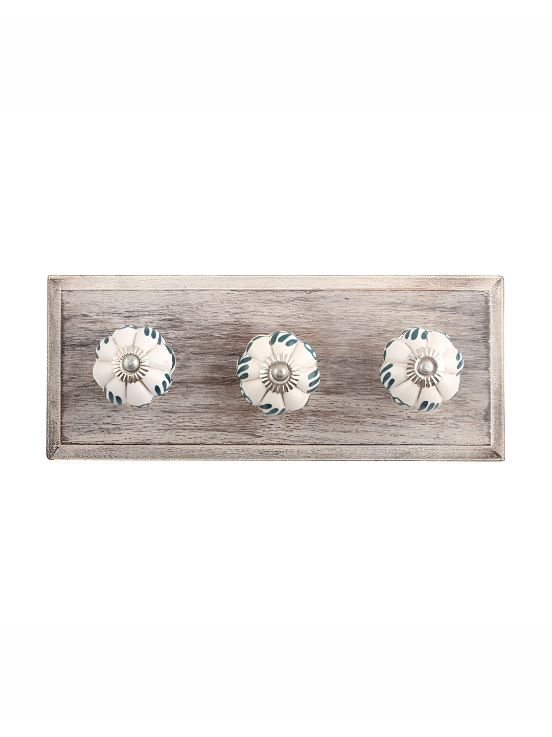 

Indianshelf Brown & White Silhouetted Knob Wooden Wall Hook Key Holder