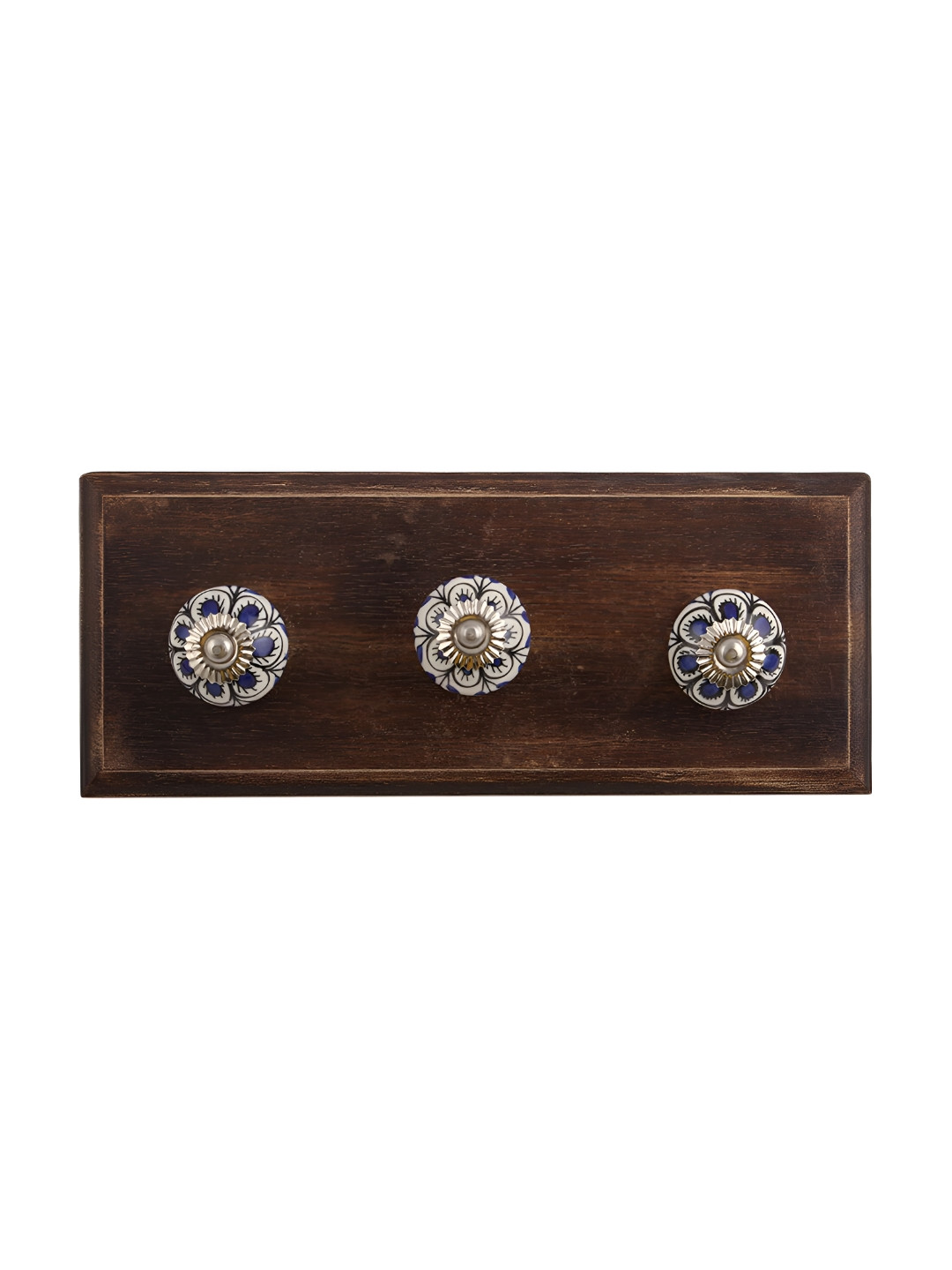 

Indianshelf Black & White Floral Printed Melon Rectangular Shaped Wooden Wall Hook
