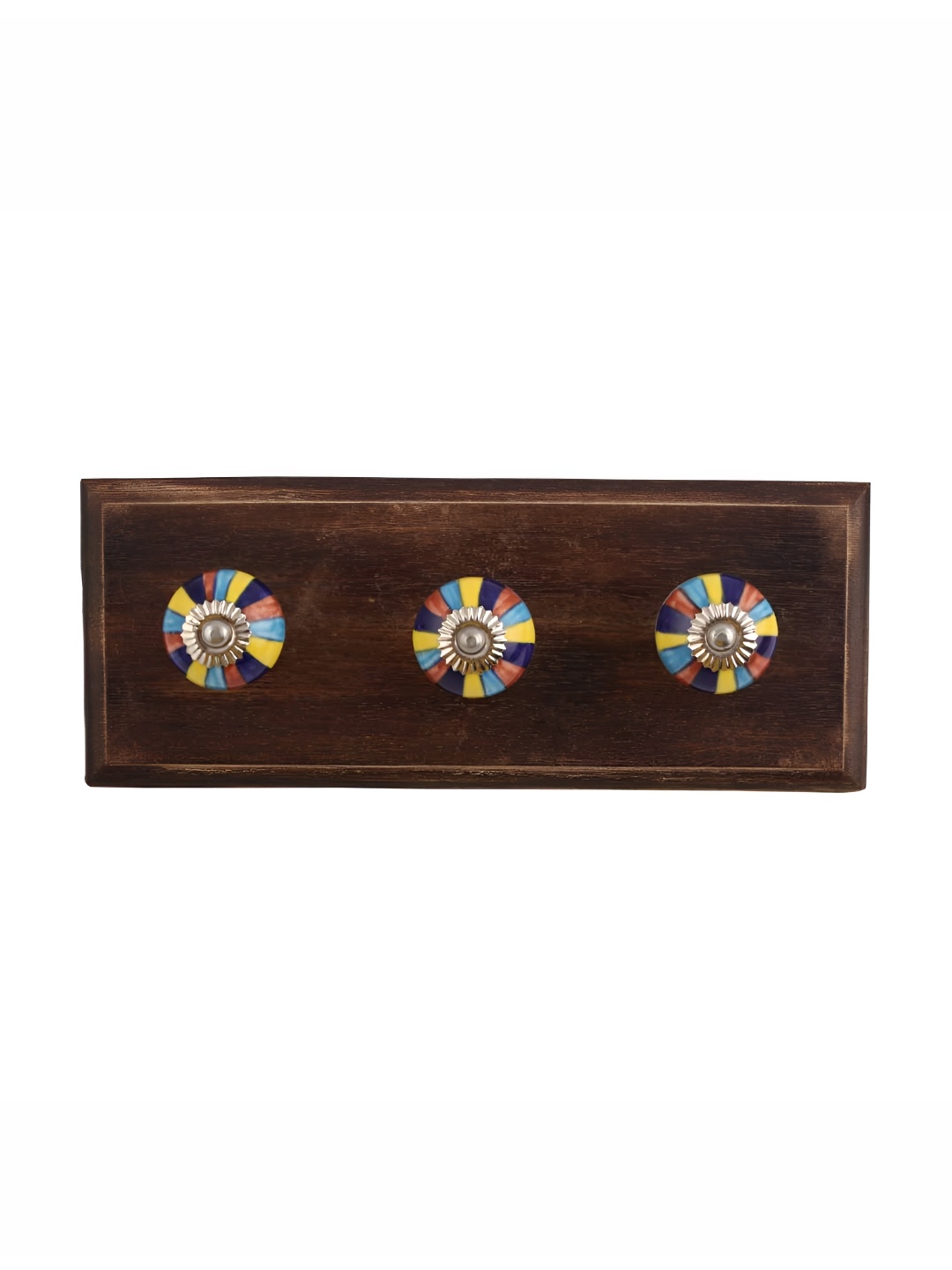 

Indianshelf Brown & Yellow Rangoli Wooden Wall Hook Key Holder