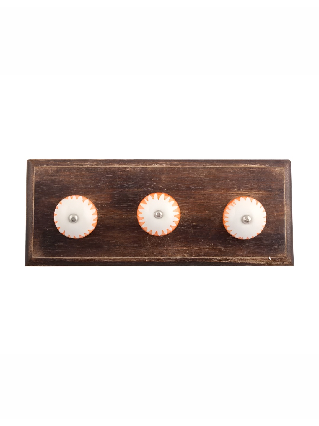 

Indianshelf Brown & White Amber Chakra Printed Wooden Wall Hook Key Holder