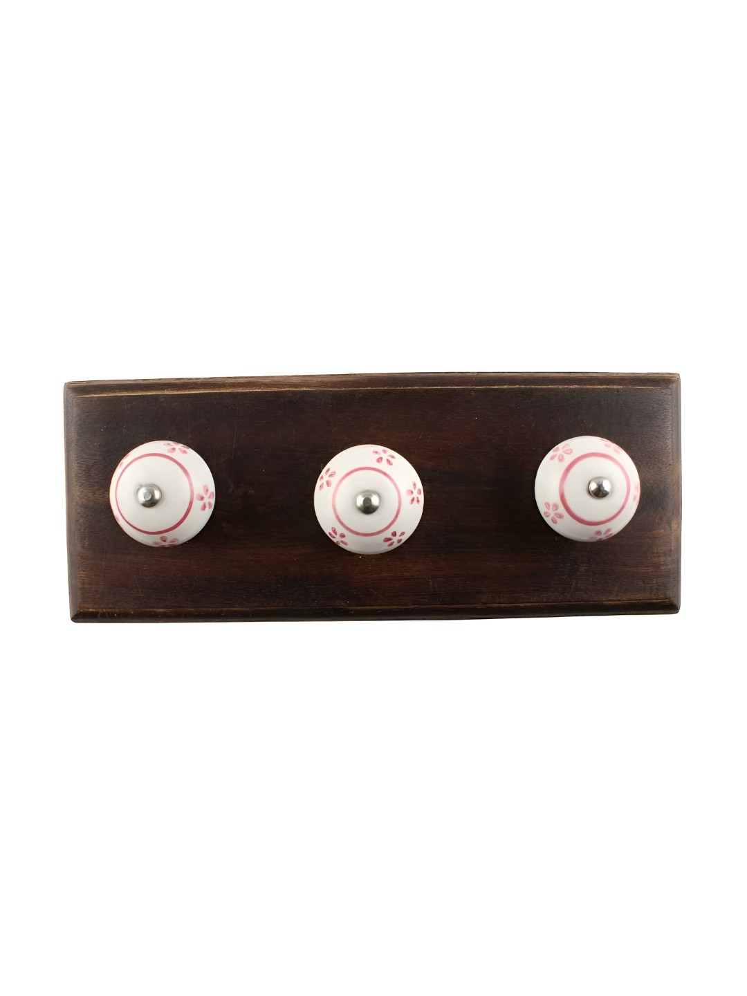 

Indianshelf White & Pink Flower Design Wooden Wall Hook
