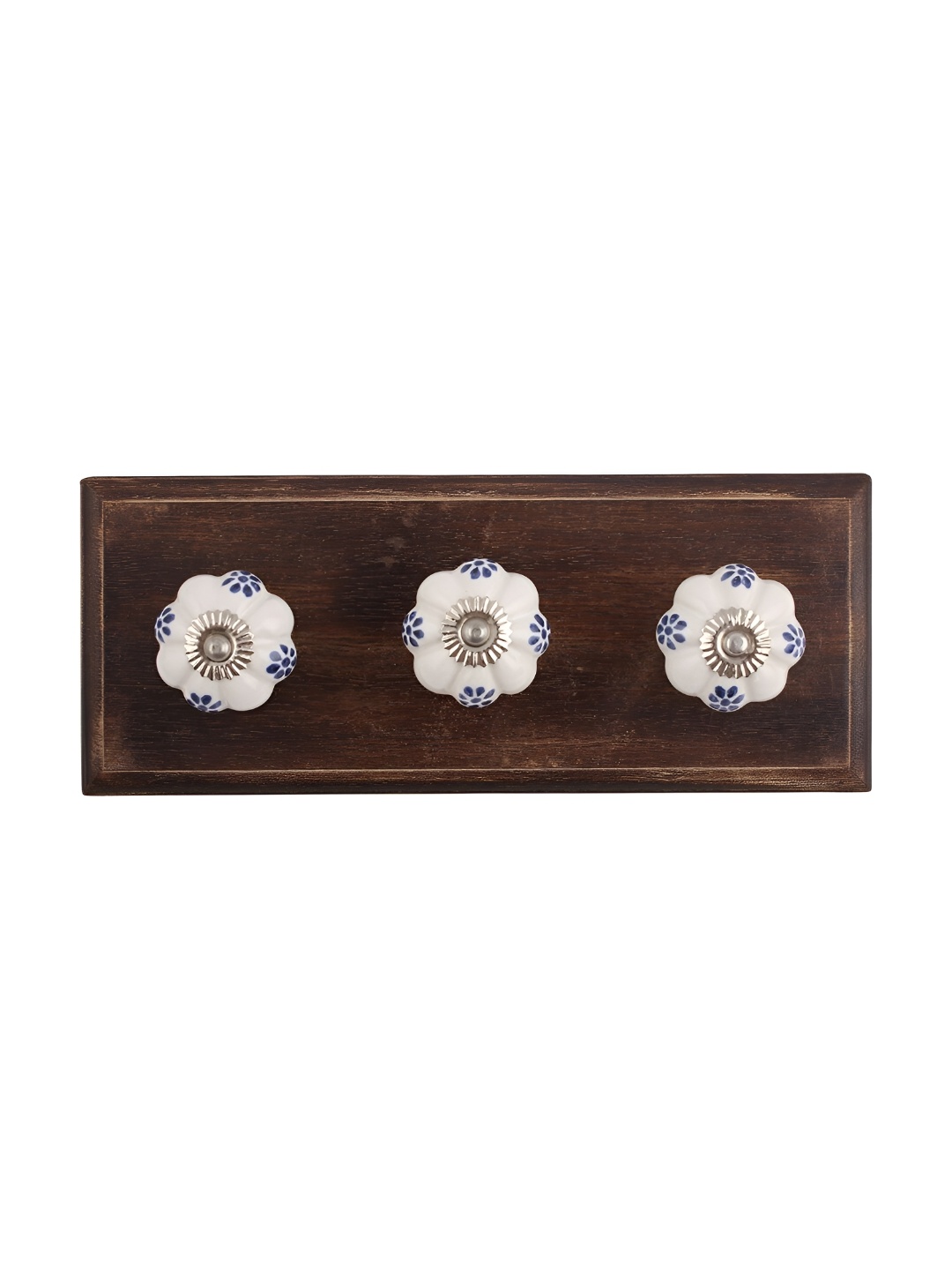 

Indianshelf White & Blue Printed Wall Hooks Holder