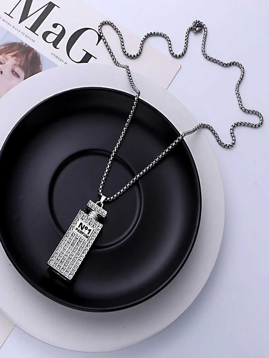 

Krelin Men Silver-Plated & Hip-Hop Fashion Perfume Charm Pendants with Chain