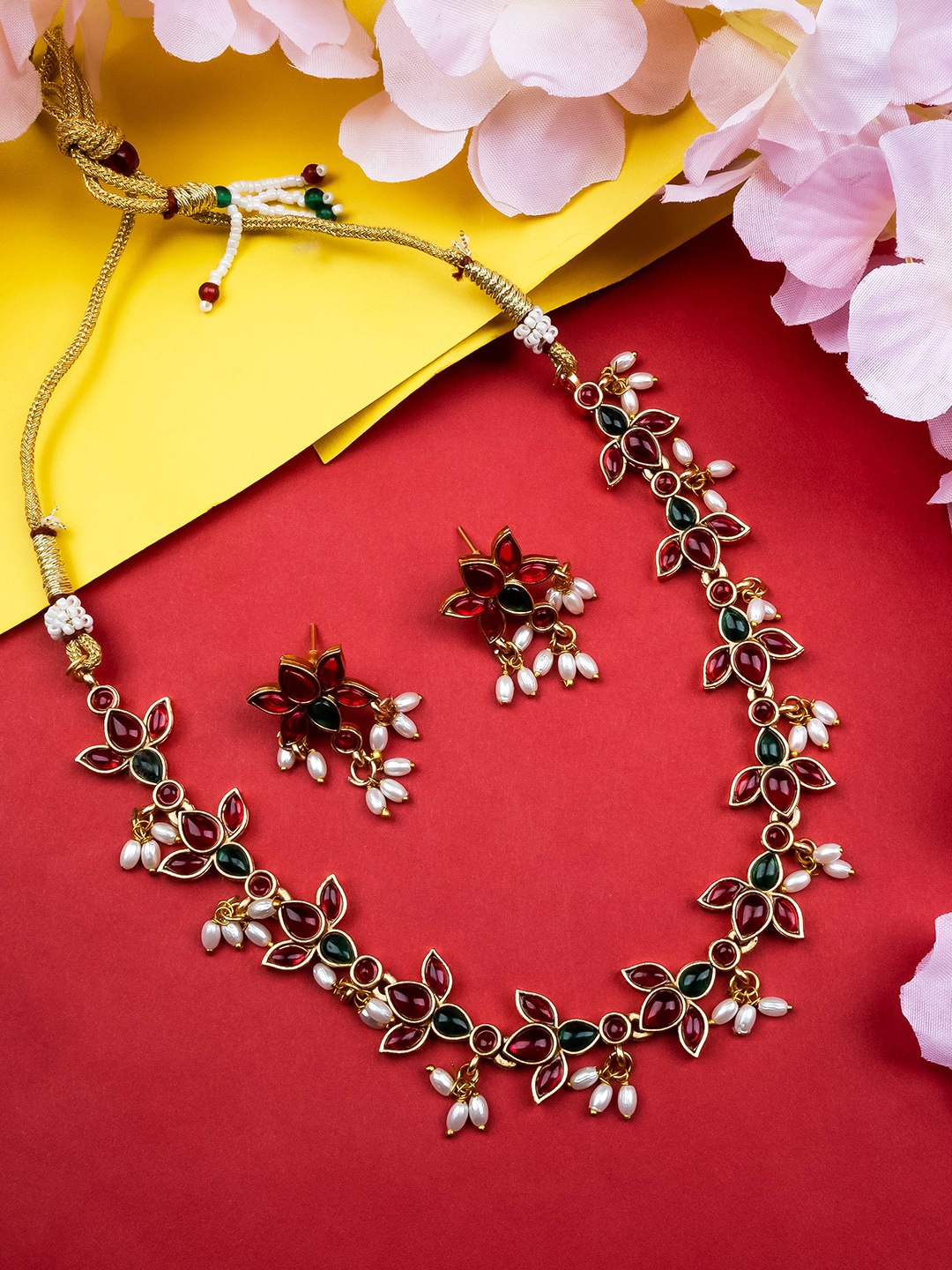 

StileAdda Gold-Plated Studded Jewellery Set