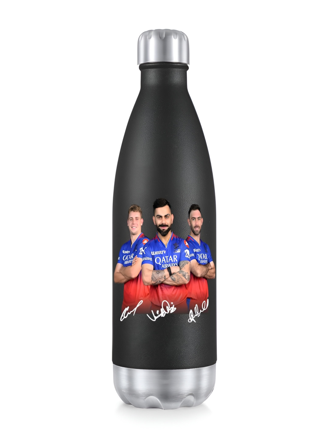 

Pexpo Black & Blue Printed Single Stainless Steel Double Wall Vacuum Water Bottle 1l