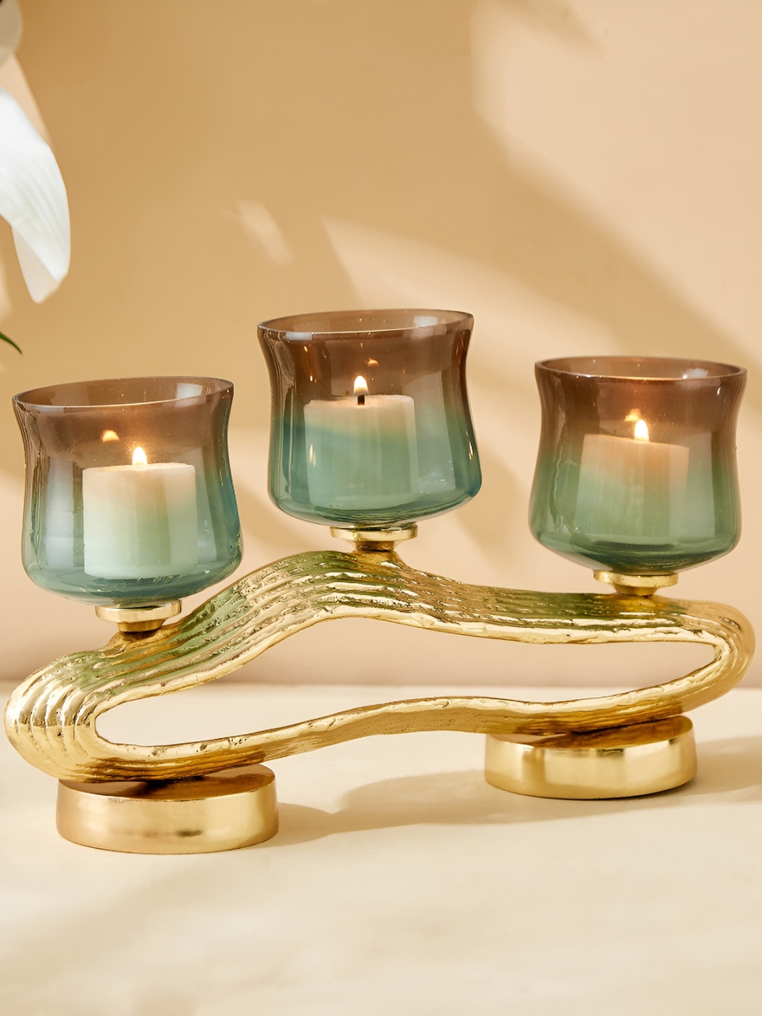 

Home Centre Green & Brown Glass Candle Holder