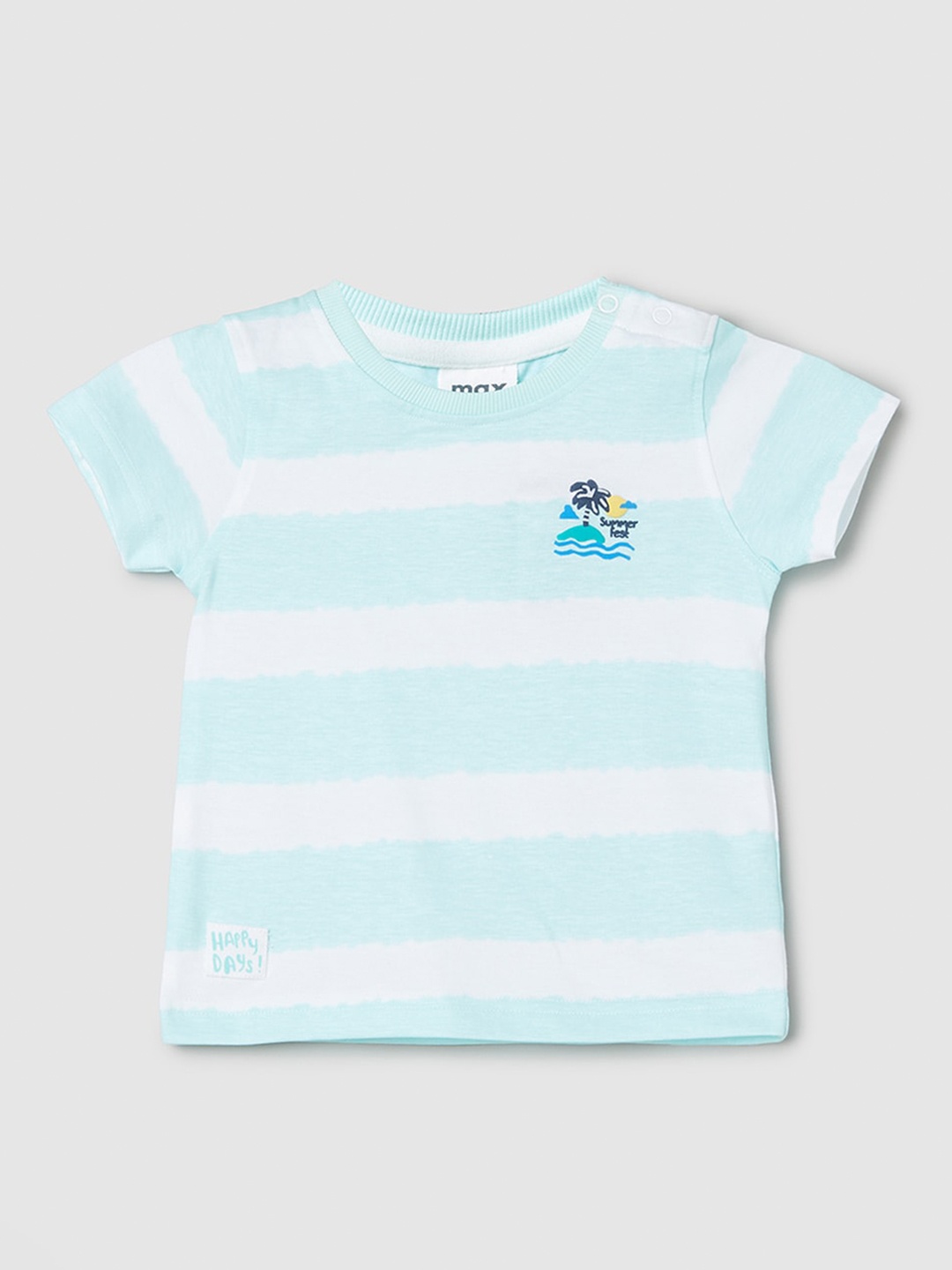 

max Boys Striped Round Neck Pure Cotton T-shirt, Blue