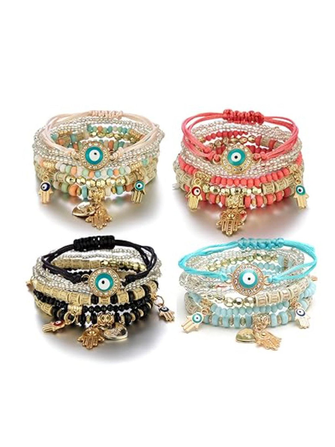 

DN Creation Set Of 4 Crystals Multistrand Bracelet, Black