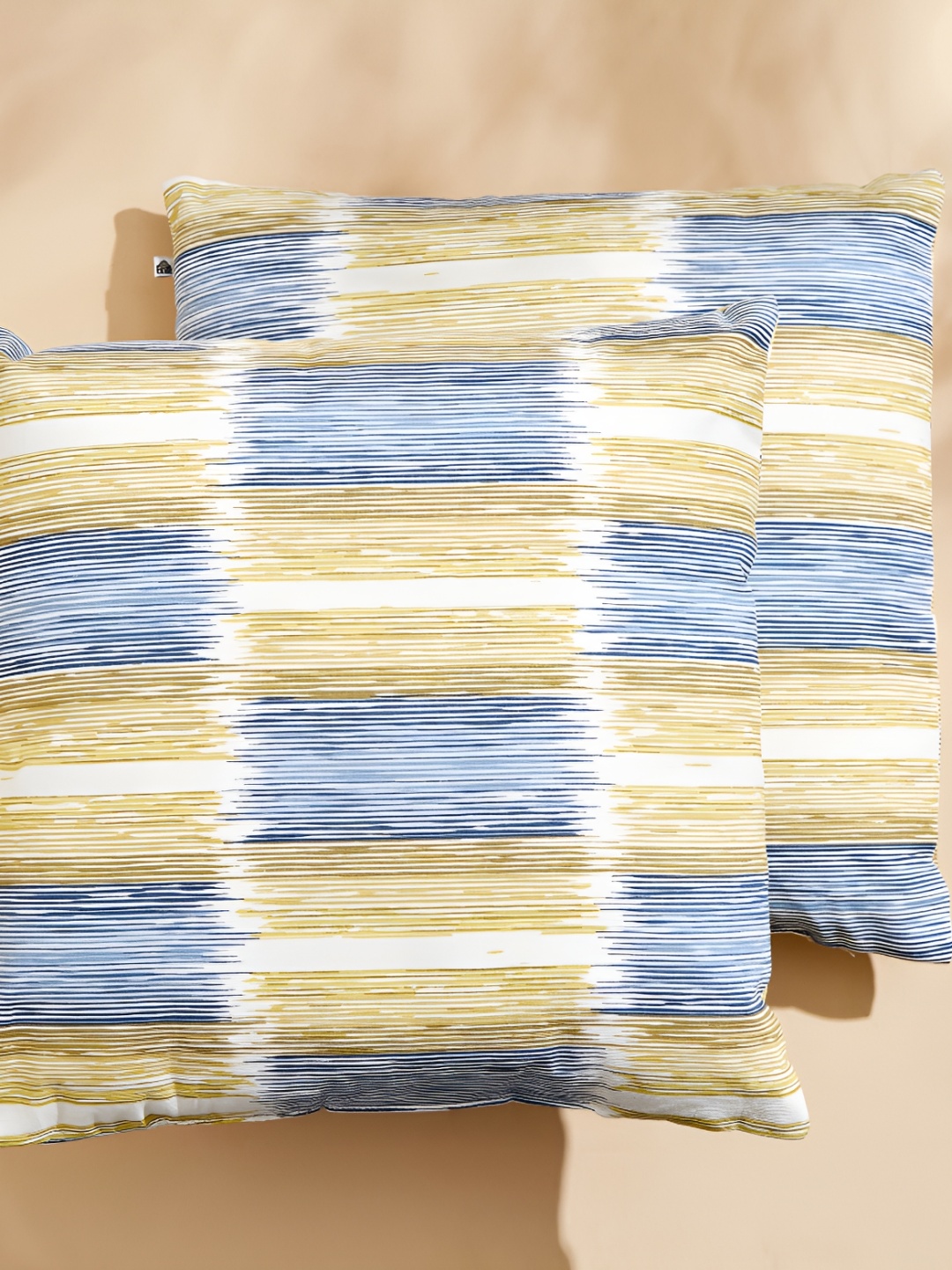 

Home Centre Blue & Brown 2 Pieces Abstract Printed Cotton Filled Square Cushions