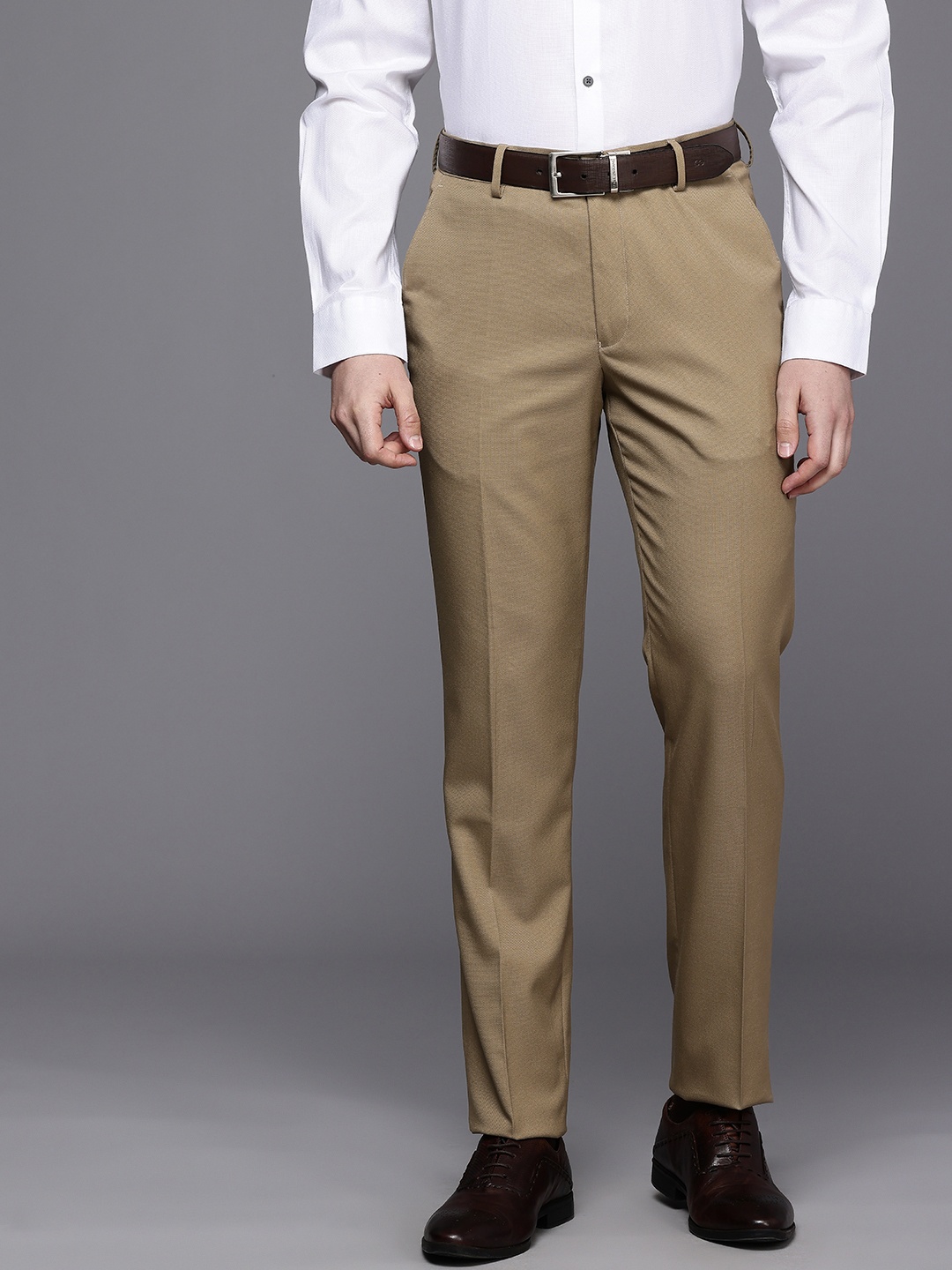 

Louis Philippe Slim Fit Trousers, Beige