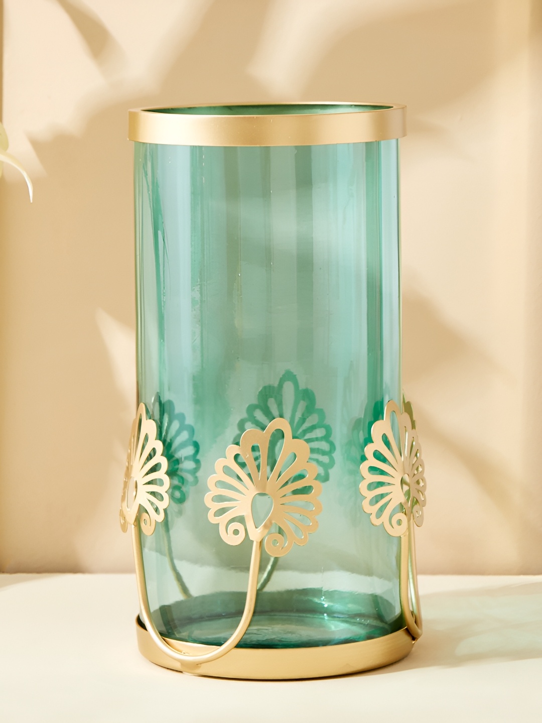 

Home Centre Glass Motif Vase, Gold