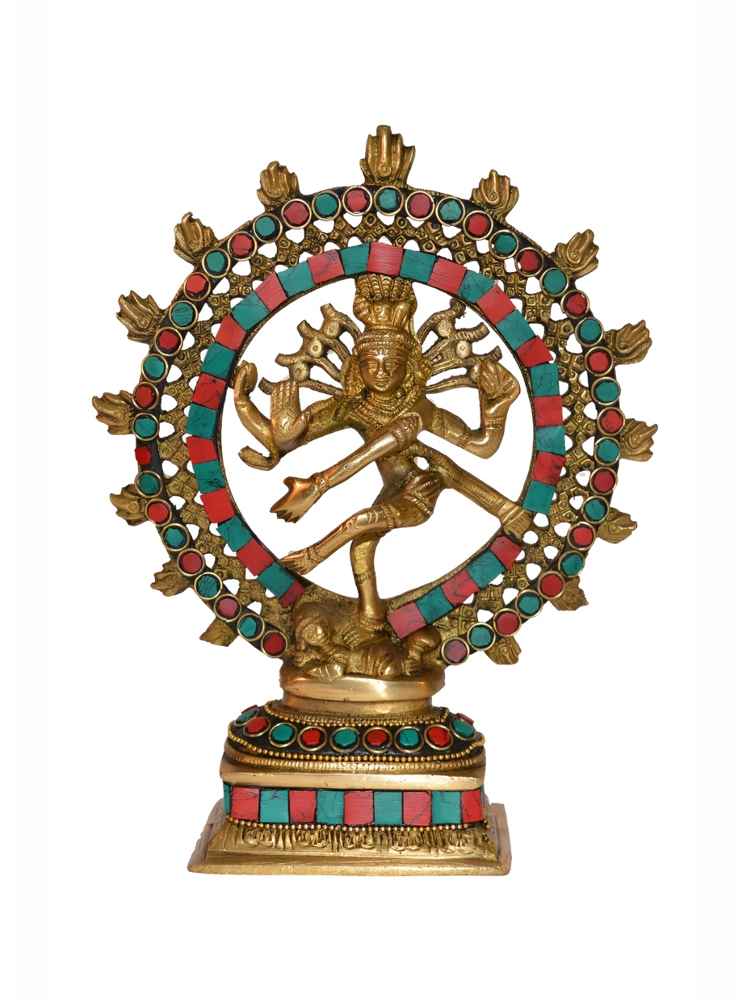

Aakrati Gold-Toned Religious Dancing Shiva with stone work Idol Showpiece