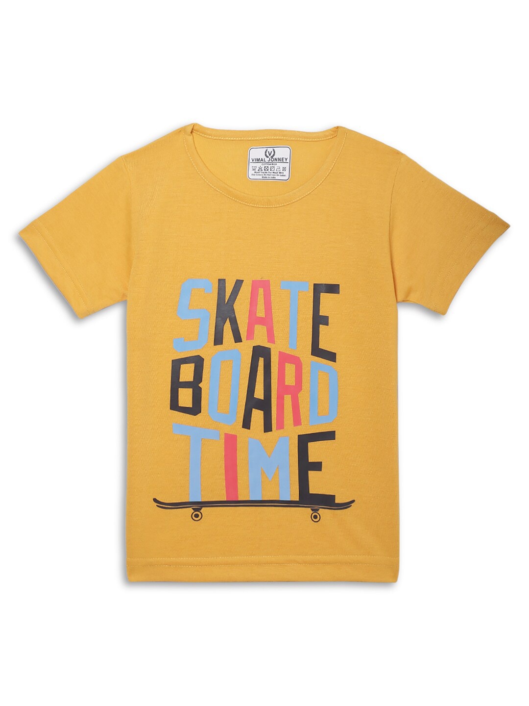 

VIMAL JONNEY Kids Typography Printed Round Neck T-shirt, Yellow