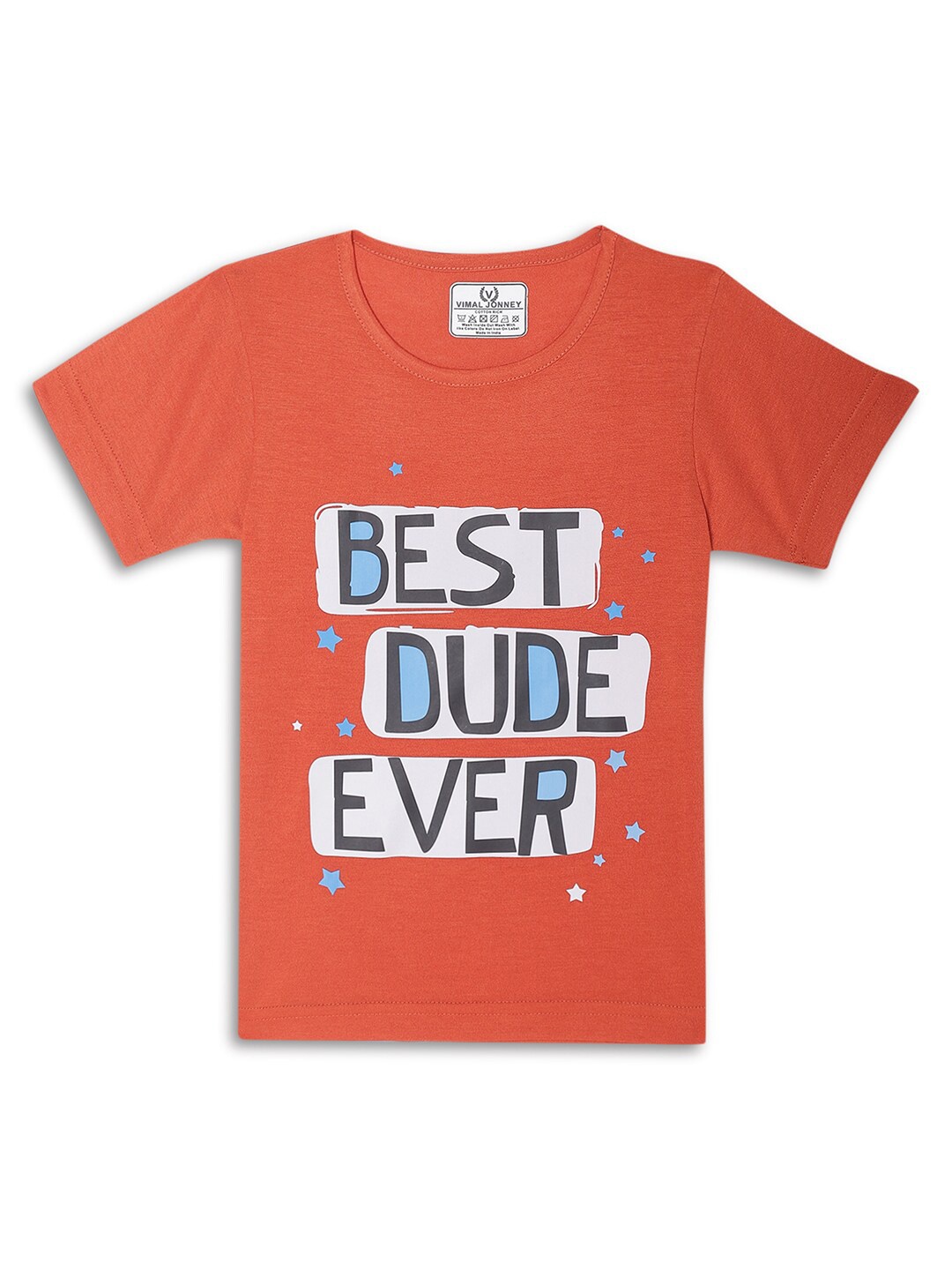 

MACK JONNEY Kids Typography Printed Round Neck T-shirt, Rust