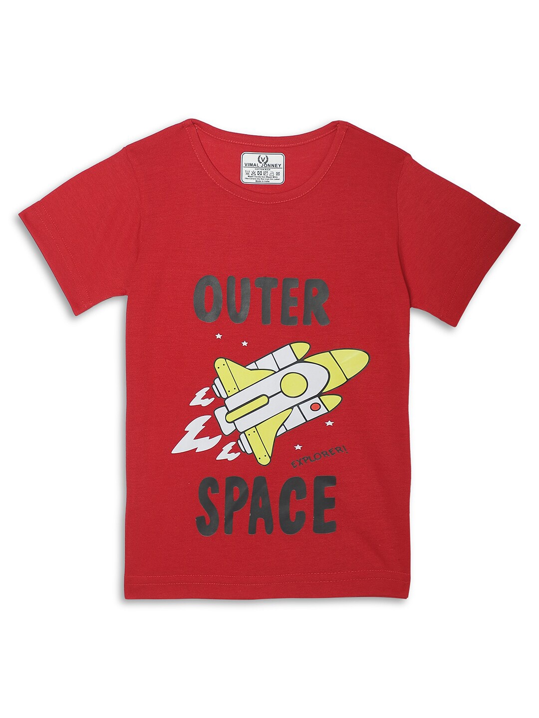 

MACK JONNEY Kids Graphic Printed Round Neck T-shirt, Red