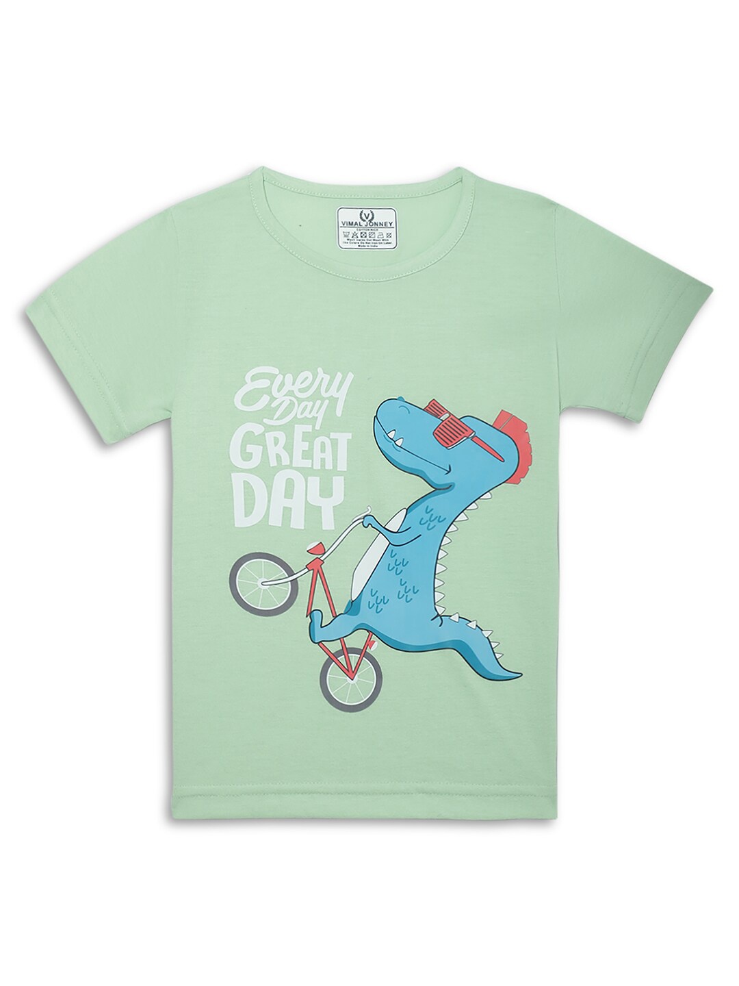 

MACK JONNEY Kids Typography Printed Round Neck T-shirt, Green