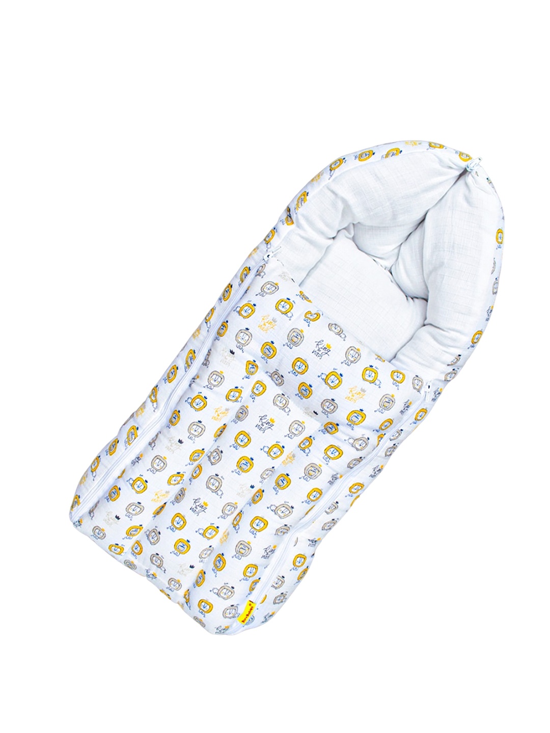 

Born Babies Infants Printed Cotton 2 In 1 Baby Sleeping Bag, White