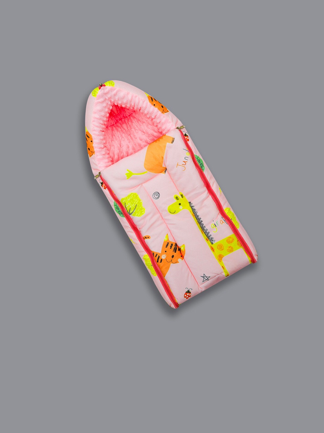 

Born Babies Infants Printed Carry Bed Cum 3 in 1 Baby Sleeping Bag, Pink