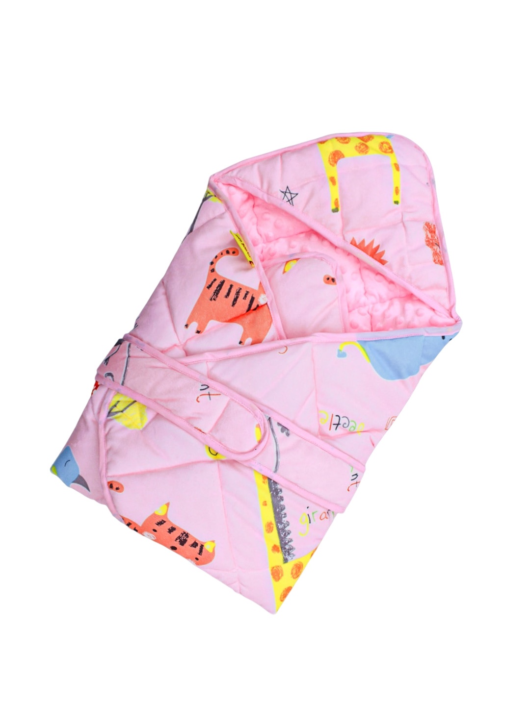 

Born Babies Infants Printed Carry Bed Cum 2 in 1 Baby Sleeping Bag, Pink