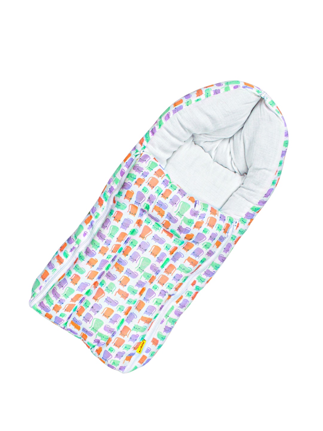 

Born Babies Infants Printed Carry Bed Cum 2 in 1 Baby Sleeping Bag, White