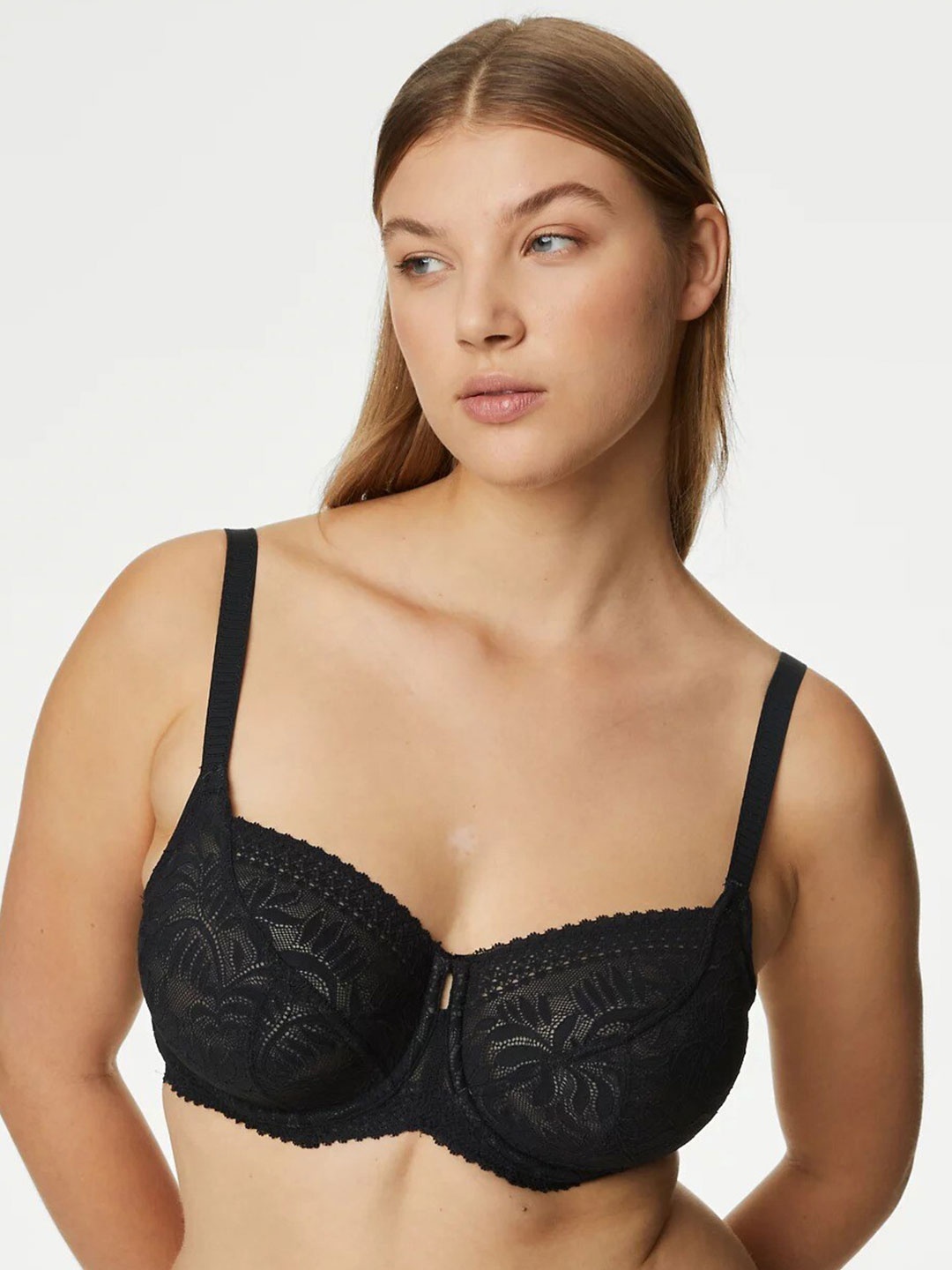 

Marks & Spencer Floral Full Coverage Underwired Bra All Day Comfort, Black