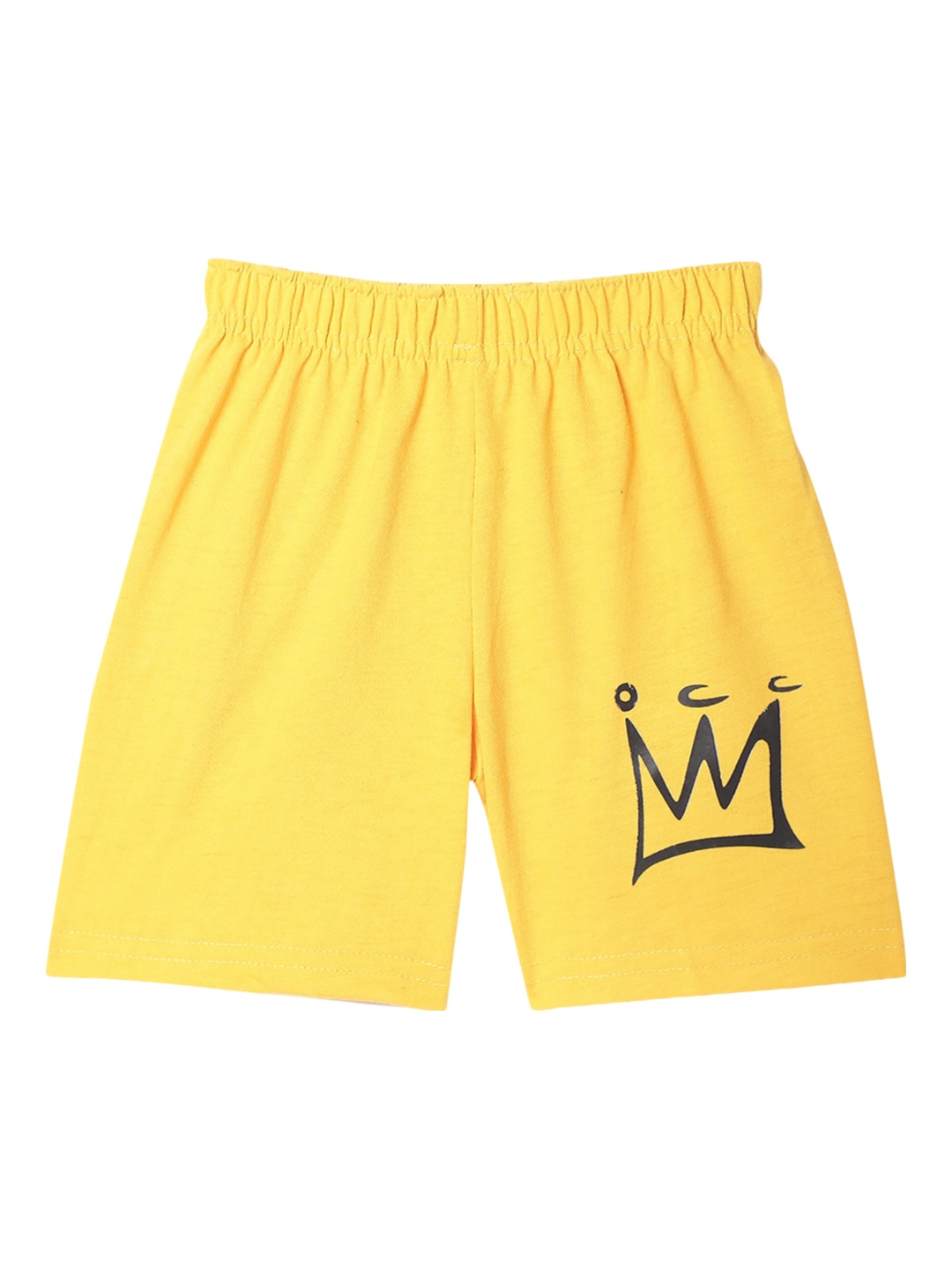 

MACK JONNEY Kids Graphic Printed Mid Rise Cotton Shorts, Yellow