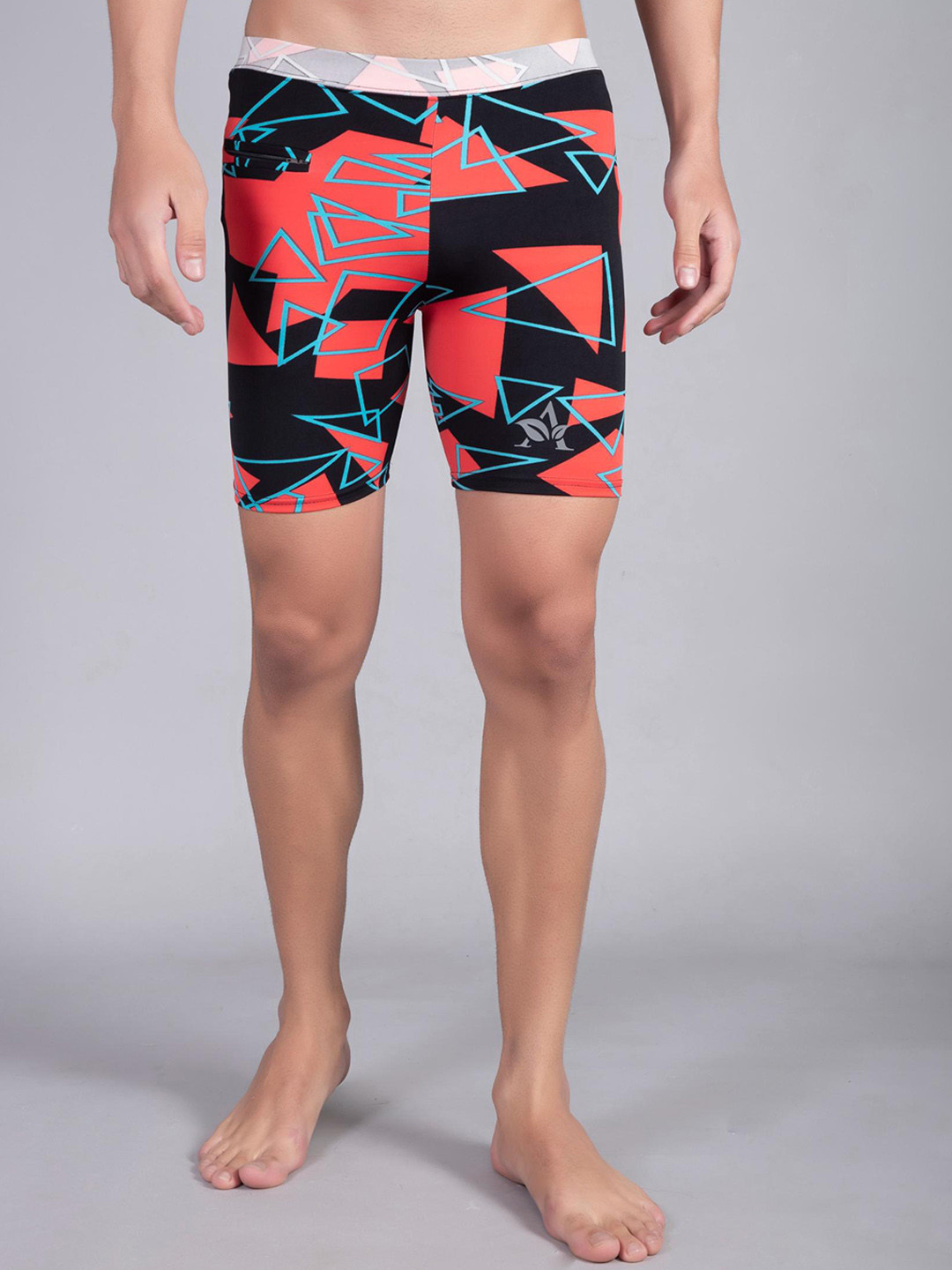 

Apraa & Parma Men Geometric Printed Swim Bottoms, Black