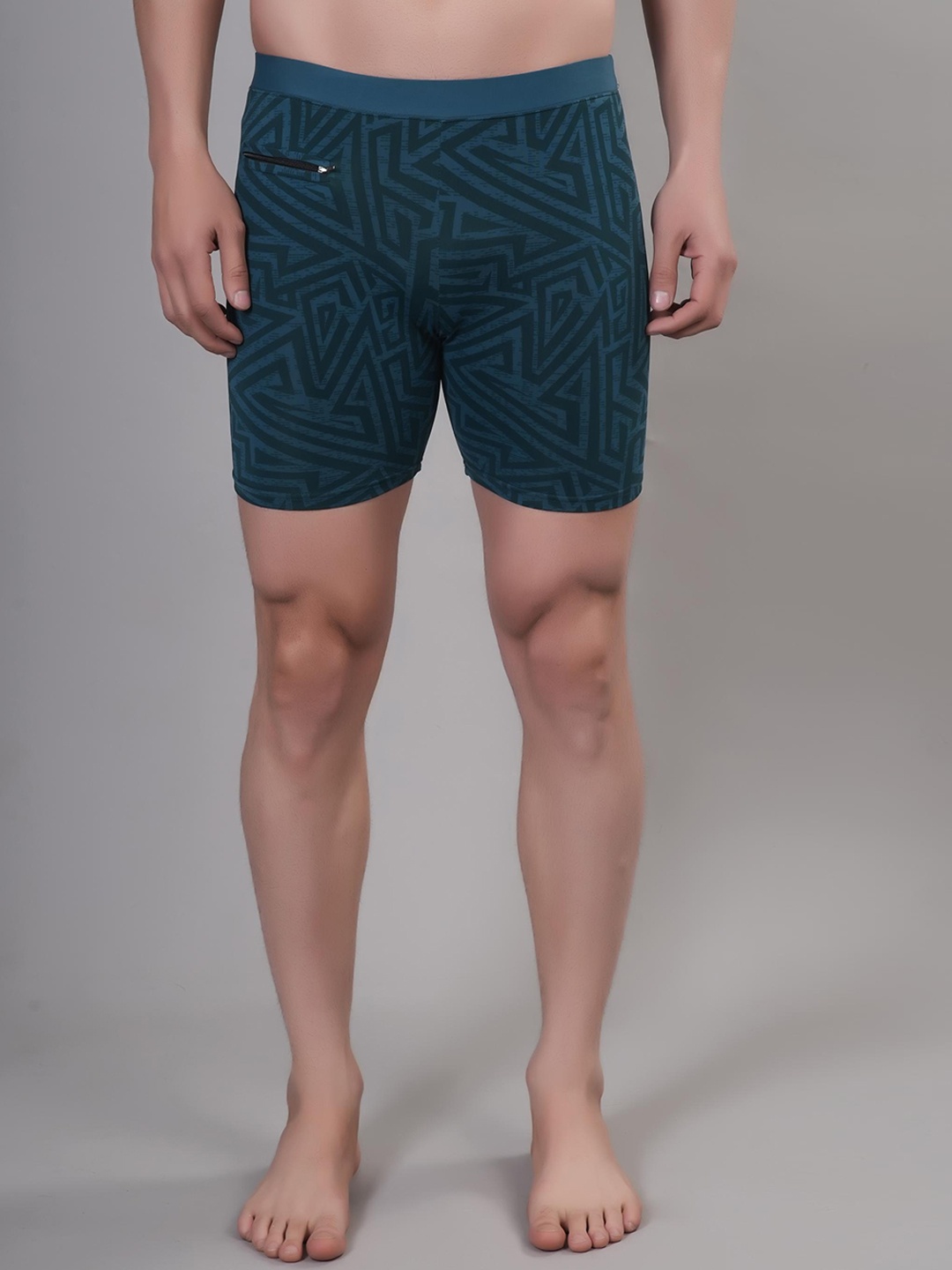 

Apraa & Parma Men Geometric Printed Swim Shorts, Blue