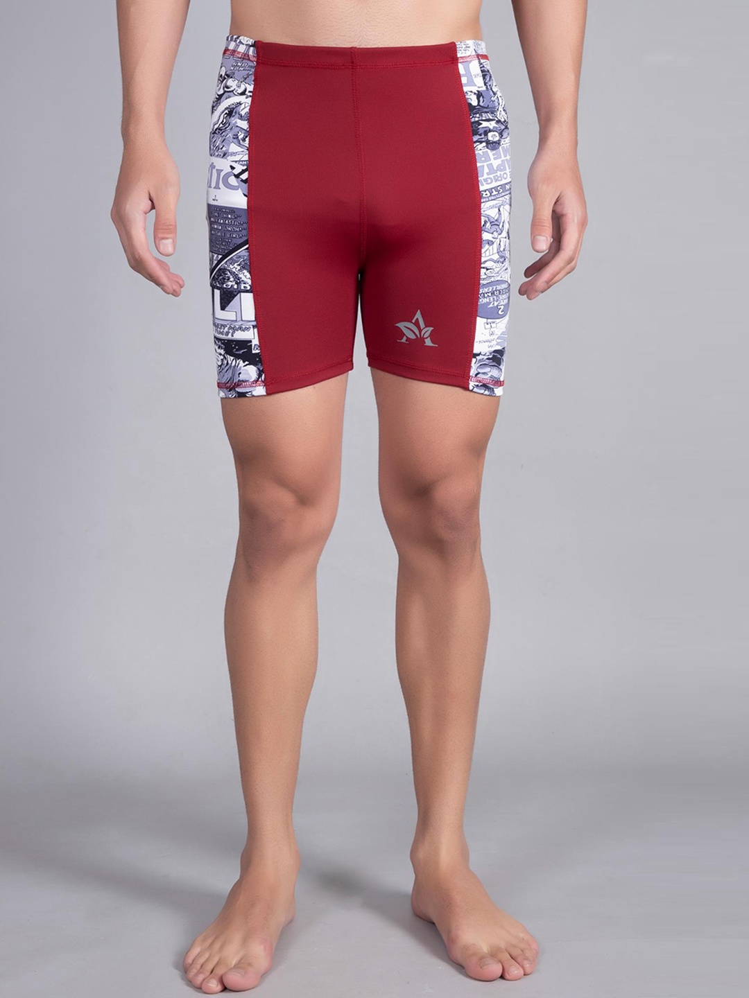 

Apraa & Parma Men Graphic Printed Swim Shorts, Maroon