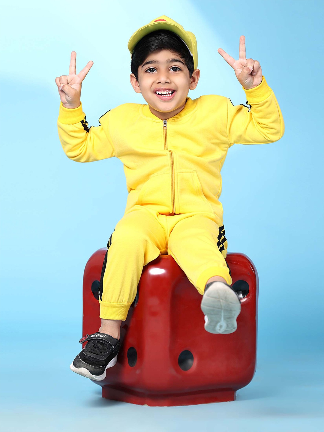 

Ameeha Kids Mock Collar Fleece Sweatshirt with Joggers, Yellow
