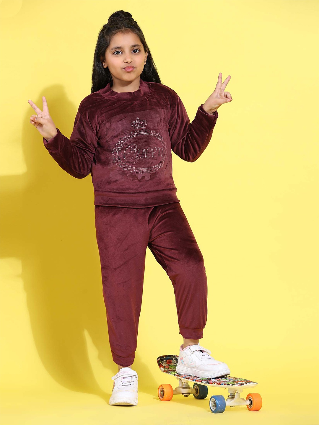 

Ameeha Kids Printed Full Sleeves T-shirt with Pyjamas, Maroon