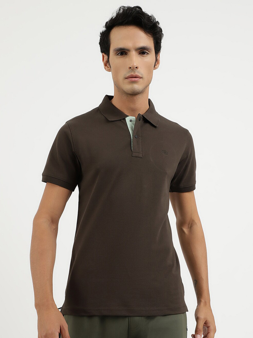 

Spolei Polo Collar Slim Fit Cotton T-shirt, Brown