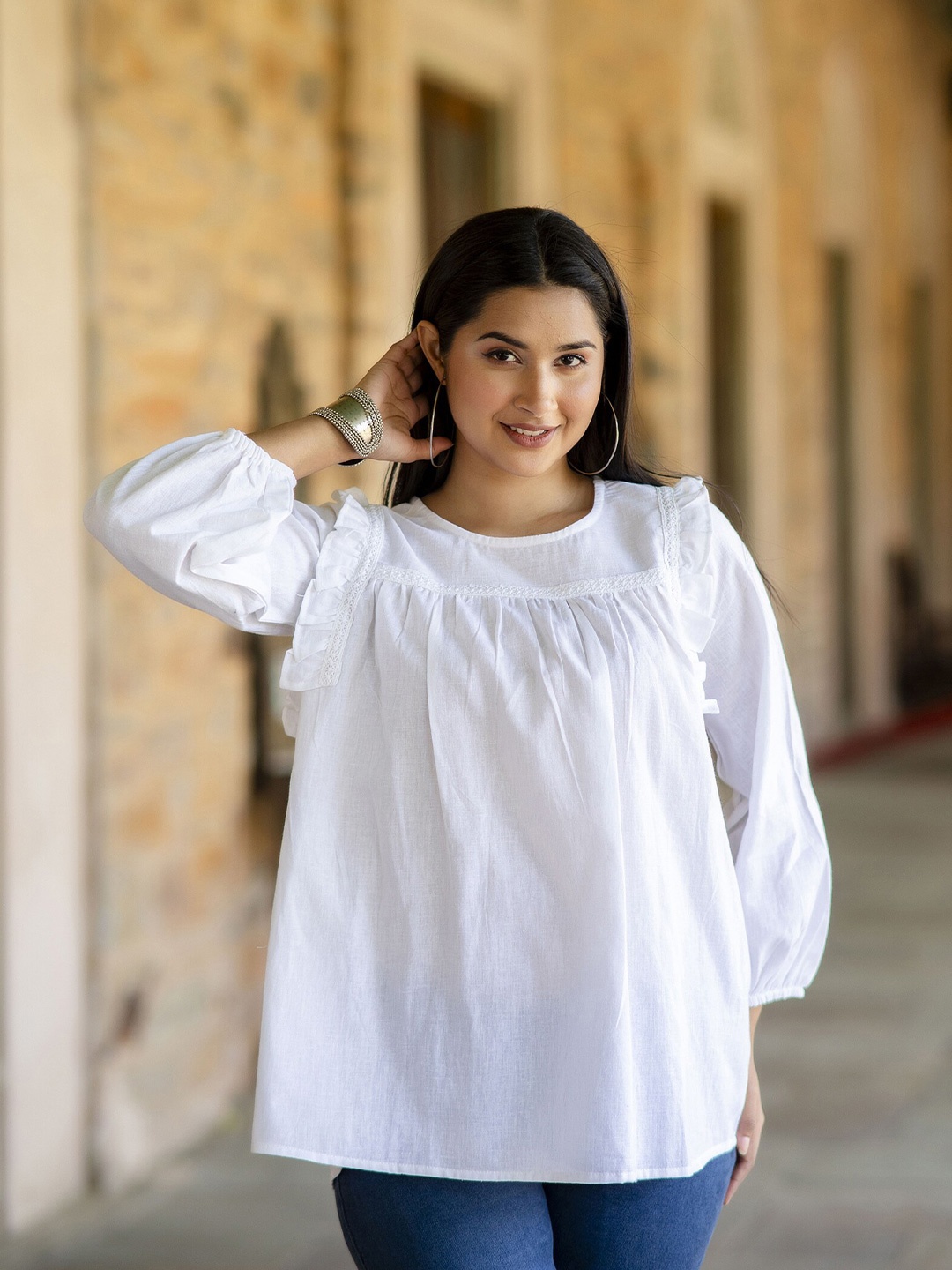 

Nayo Round Neck Pure Cotton Kurti, White