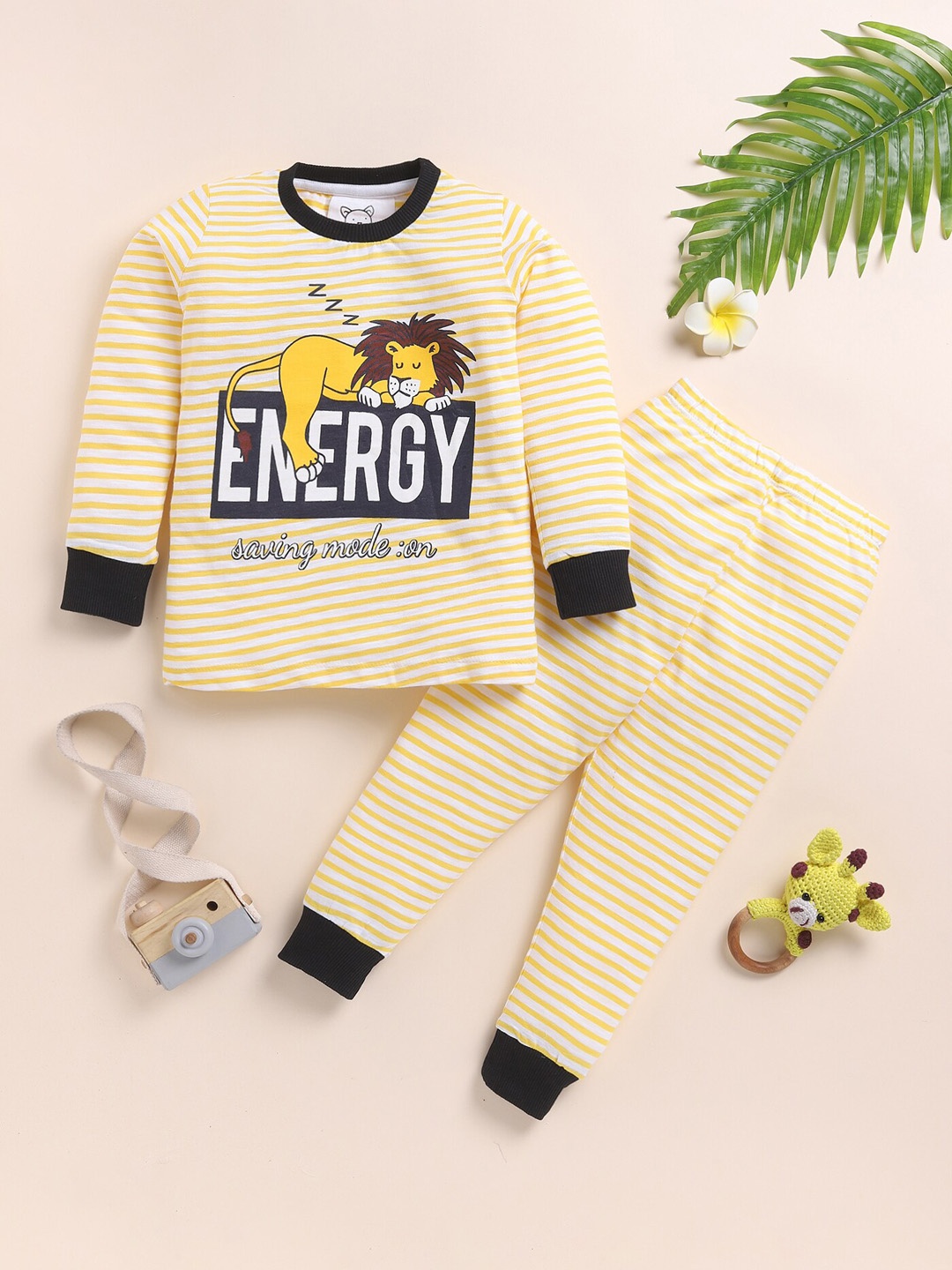 

YK Boys Graphic Printed Long Sleeves Night suit, Yellow