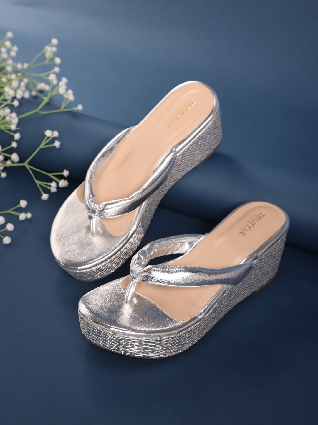 

Truffle Collection Open Toe Wedge Heels, Silver