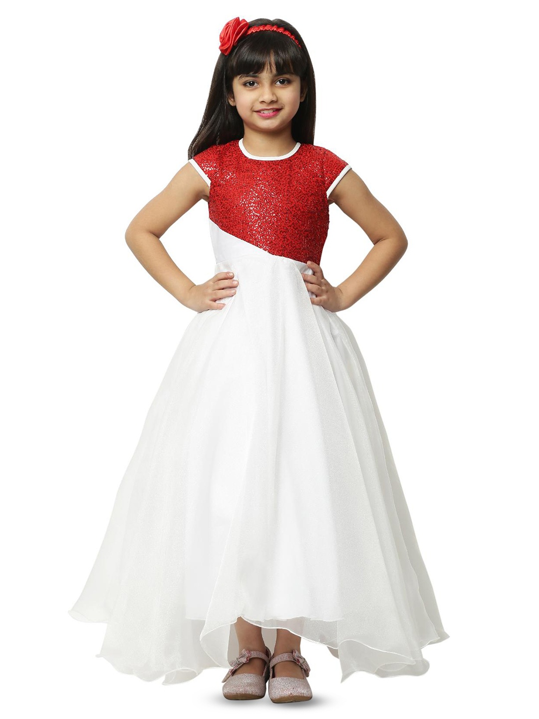

BAESD Infant Girls Embellished Satin Maxi Dress, White
