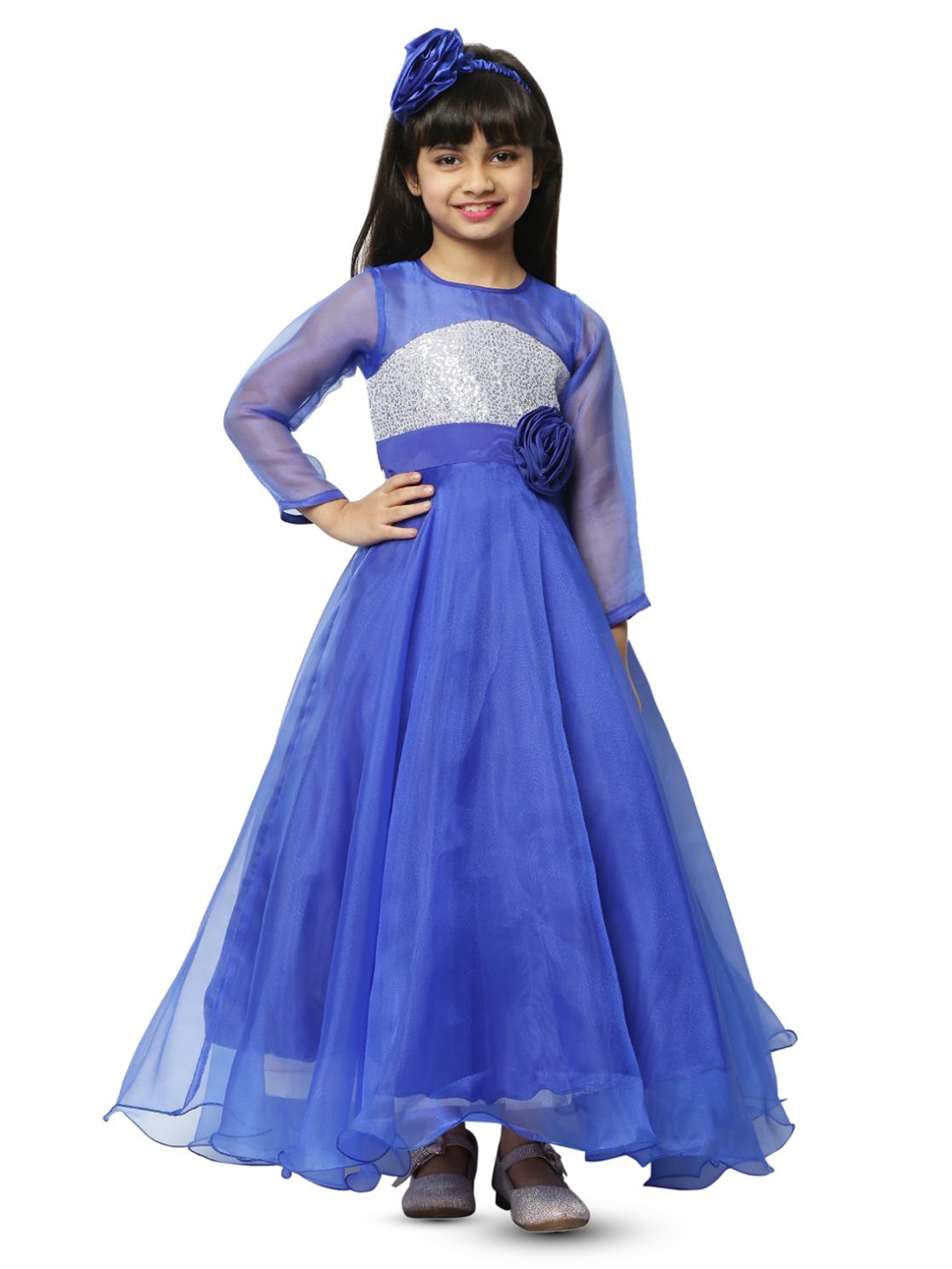 

BAESD Infant Girls Embellished Satin Maxi Dress, Blue