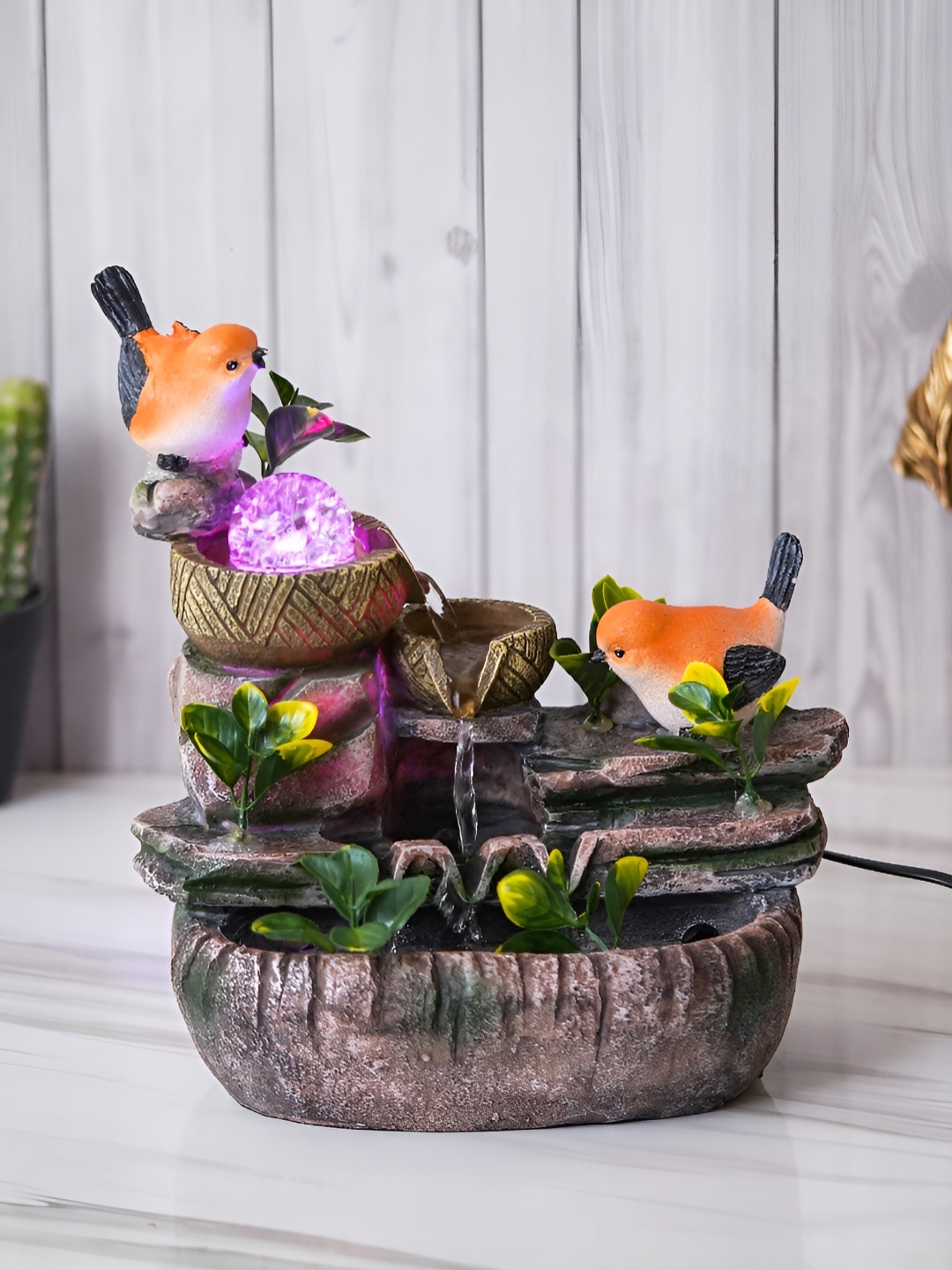 

Craft Smith Brown & Green 3-Step Water Fountain With Birds & LED Crystal Ball